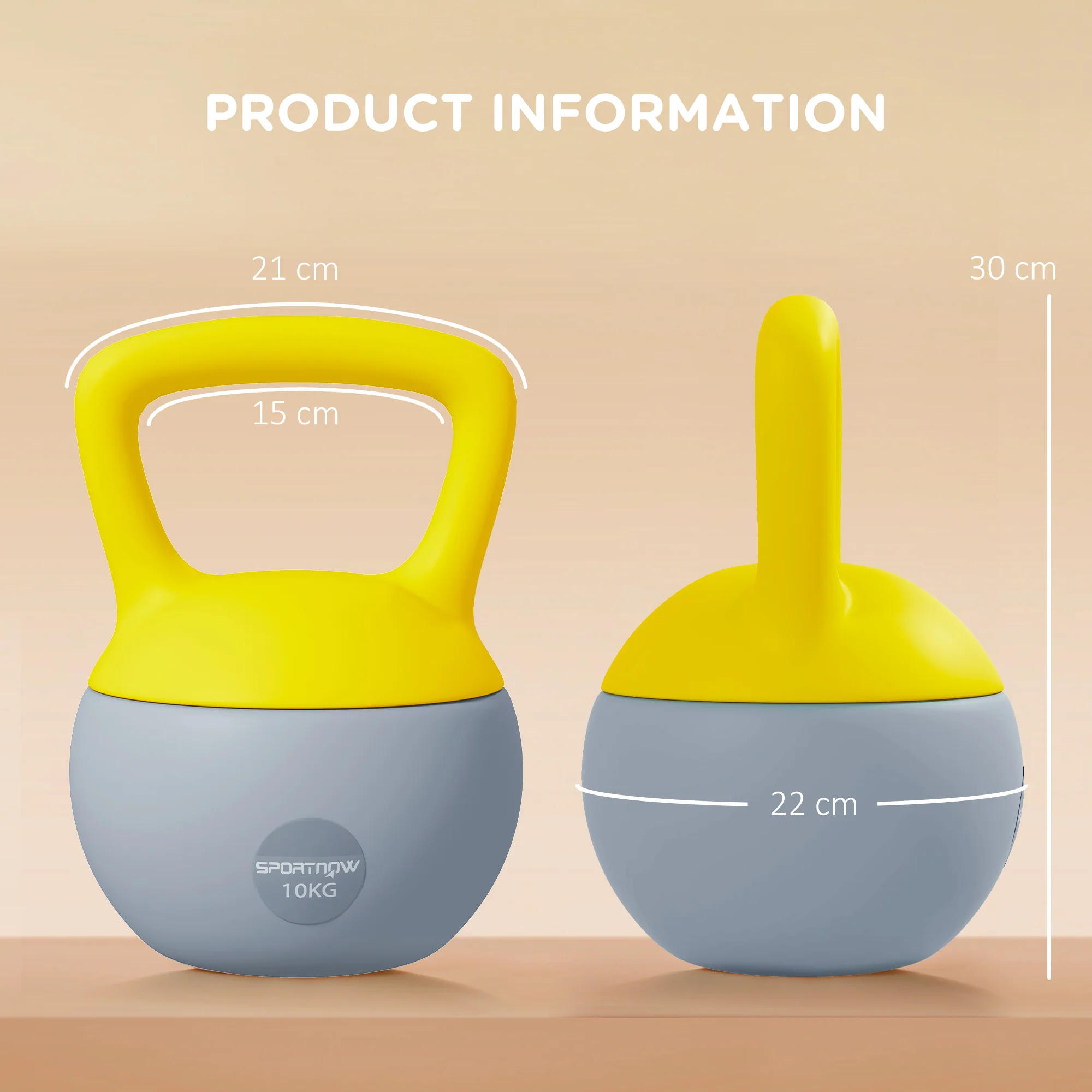 SPORTNOW Kettlebell W/ Soft Body And Non-Slip Handle, Yellow And Grey - Image 32