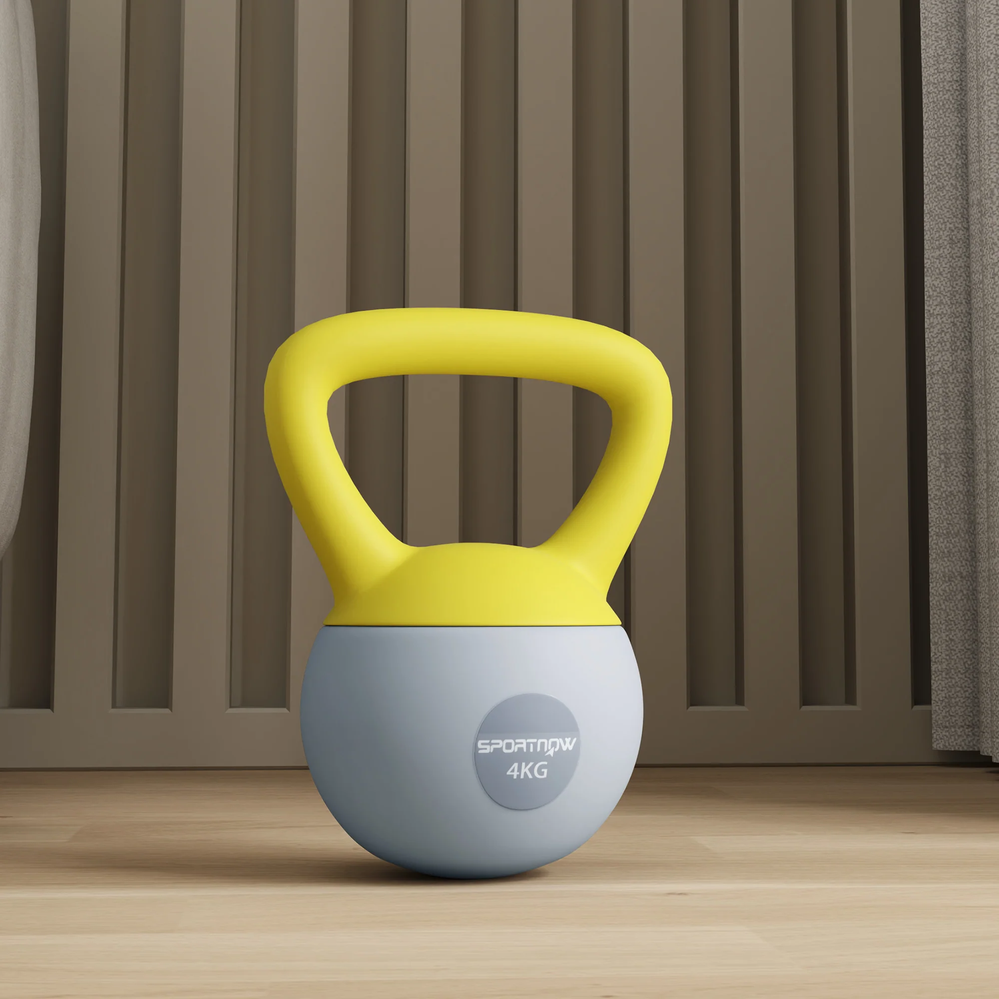 SPORTNOW Kettlebell W/ Soft Body And Non-Slip Handle, Yellow And Grey - Image 7