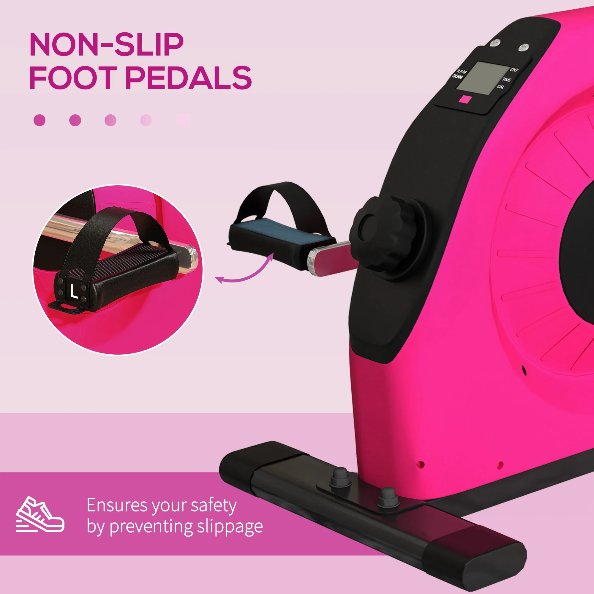 SPORTNOW Mini Exercise Bik Under Desk Bike For Legs And Arms Workout, Red - Image 7