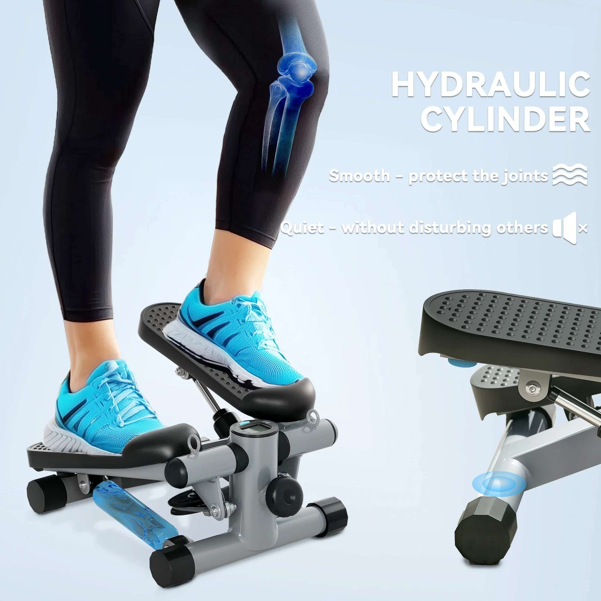 SPORTNOW Mini Stepper, Compact Step Machine Exerciser with Resistance Bands - Image 7