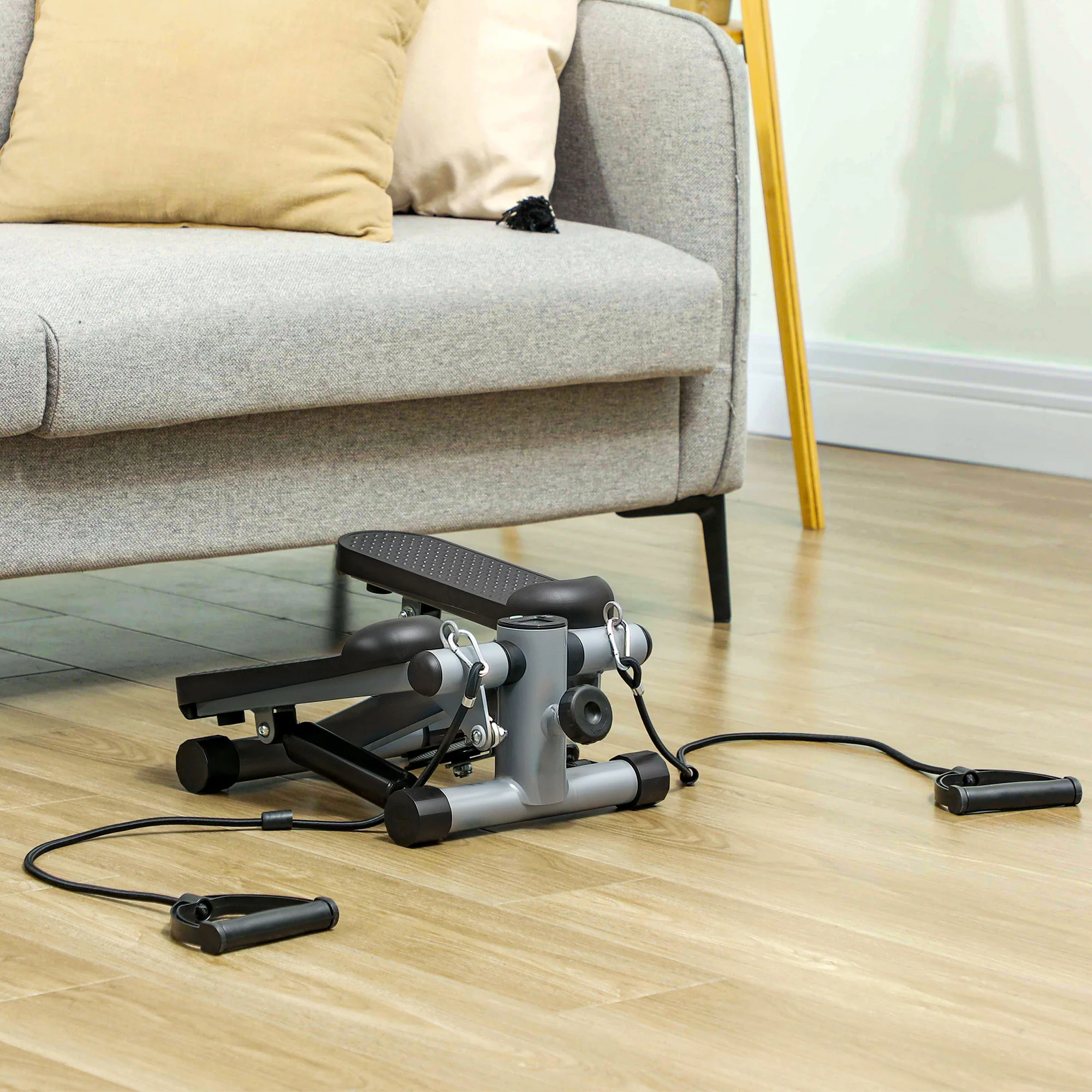 SPORTNOW Mini Stepper, Compact Step Machine Exerciser with Resistance Bands - Image 9