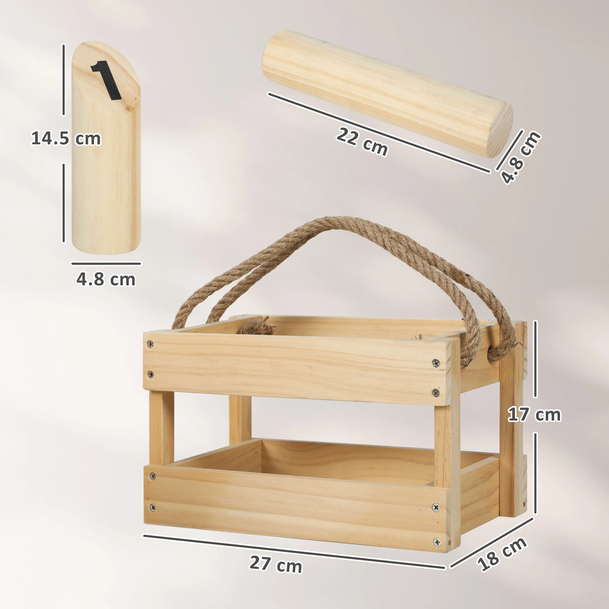 SPORTNOW Molkky Game, Wooden Skittles Throwing Game With Carrying Box - Image 5