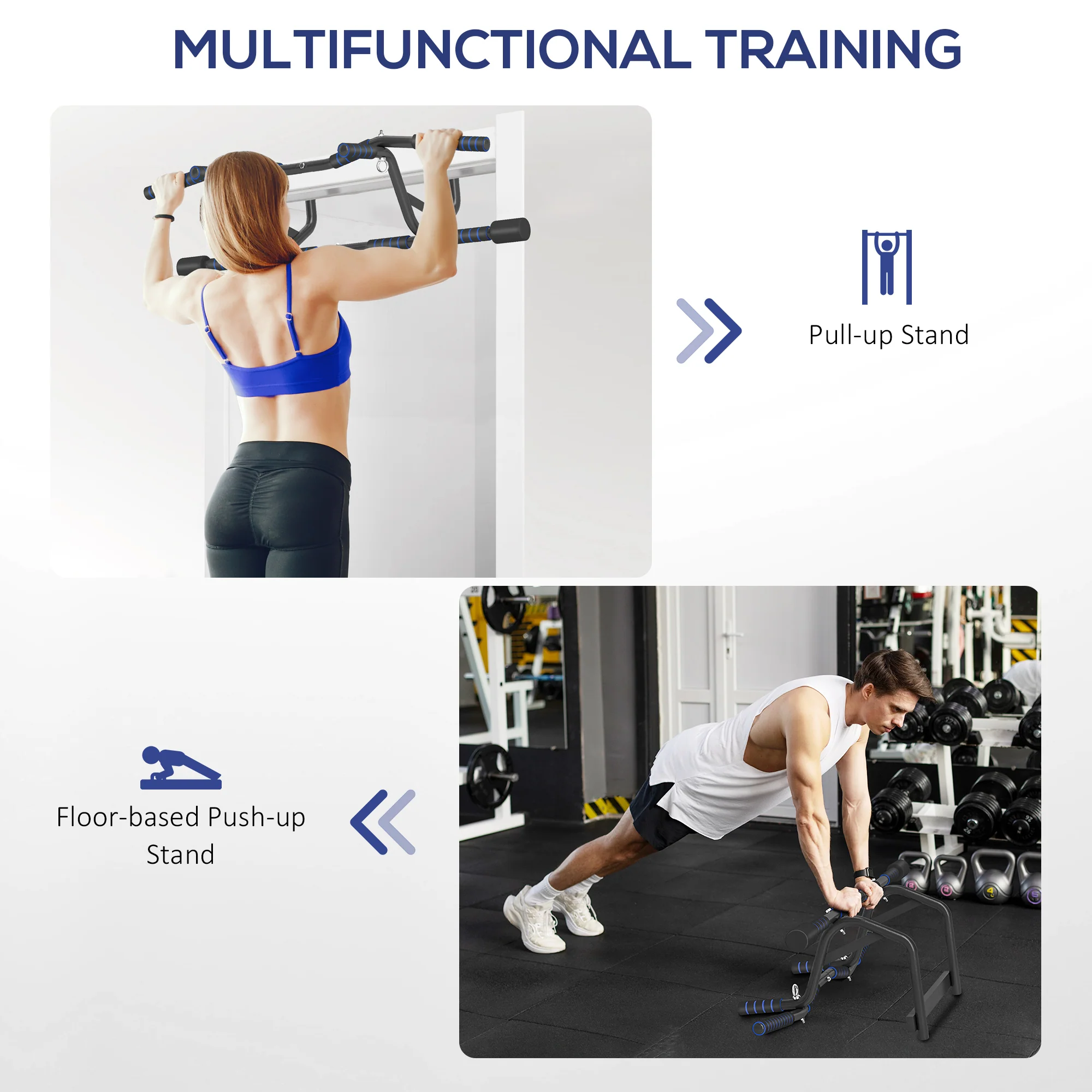 SPORTNOW Multi-Grip Pull Up Bar, Chin Up Bar Doorway with Non-Slip Grips - Image 3