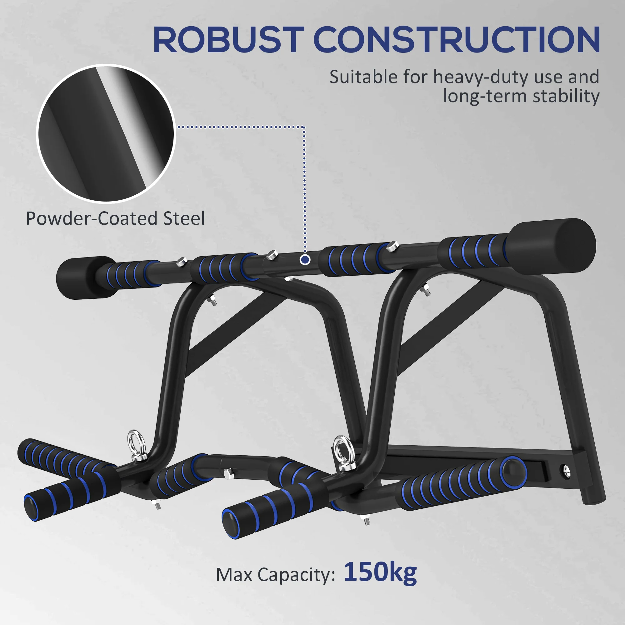SPORTNOW Multi-Grip Pull Up Bar, Chin Up Bar Doorway with Non-Slip Grips - Image 7