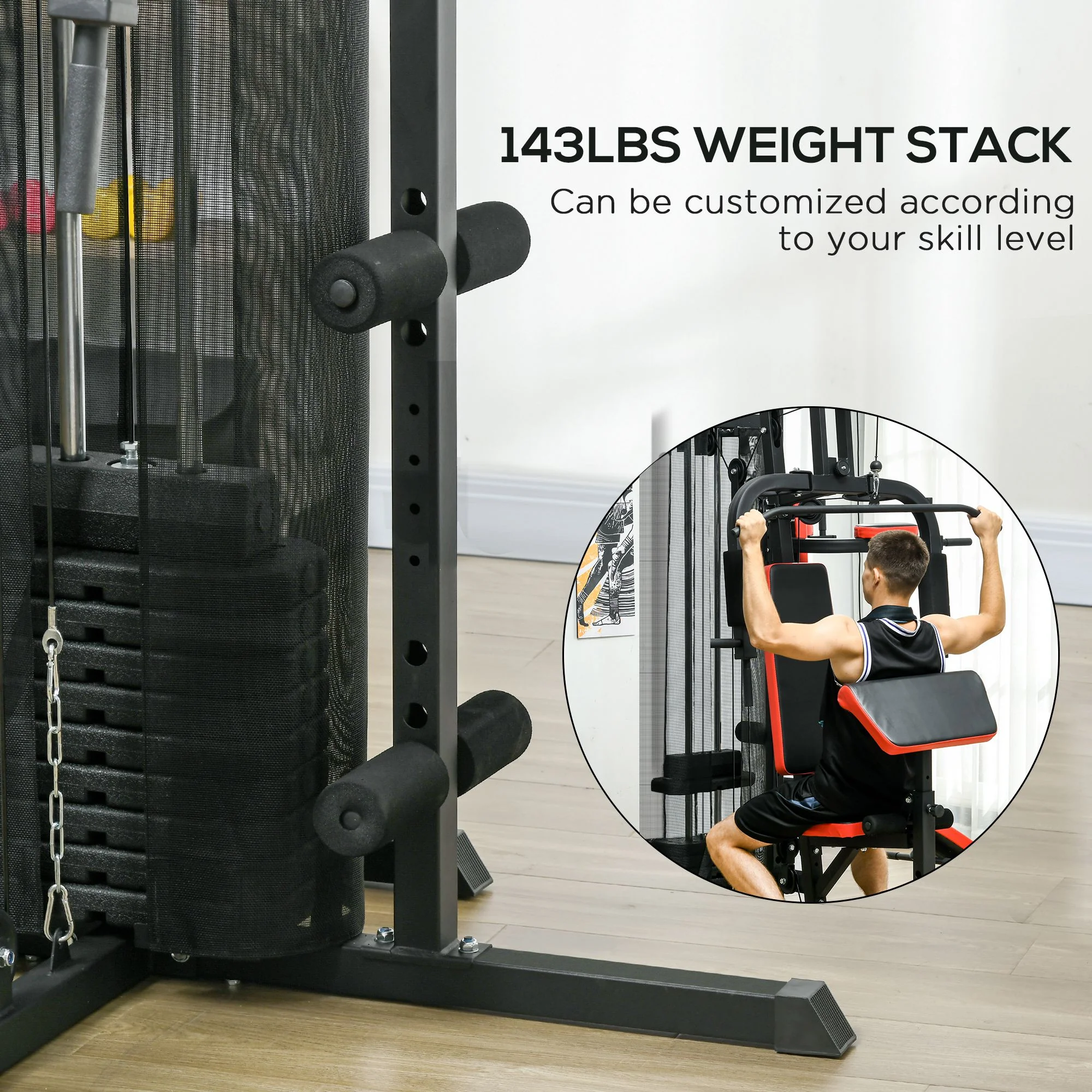 SPORTNOW Multi Gym Workout Station with Sit Up Bench, Push Up Stand, Dip Bars - Image 6