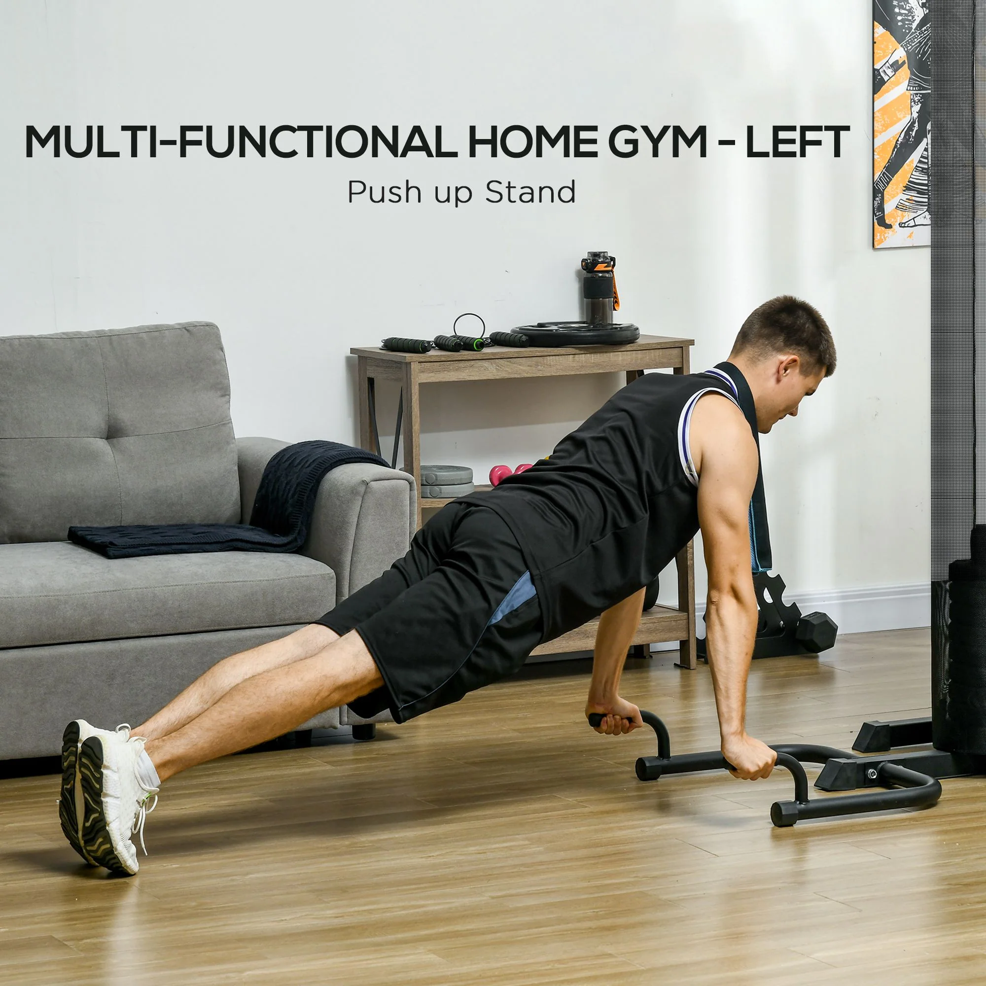 SPORTNOW Multi Gym Workout Station with Sit Up Bench, Push Up Stand, Dip Bars - Image 7