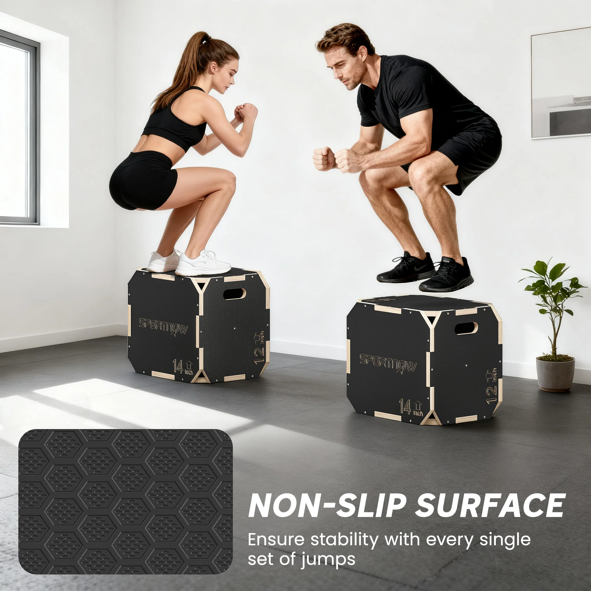 SPORTNOW Non-Slip Plyo Box, Corner-free Wooden Jump Box - Image 6