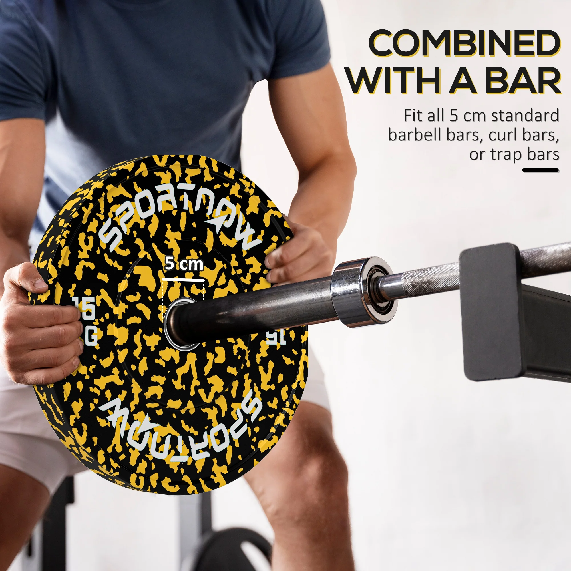 SPORTNOW Olympic Weight Plates With 5cm Holes For Weight Lifting - Image 13