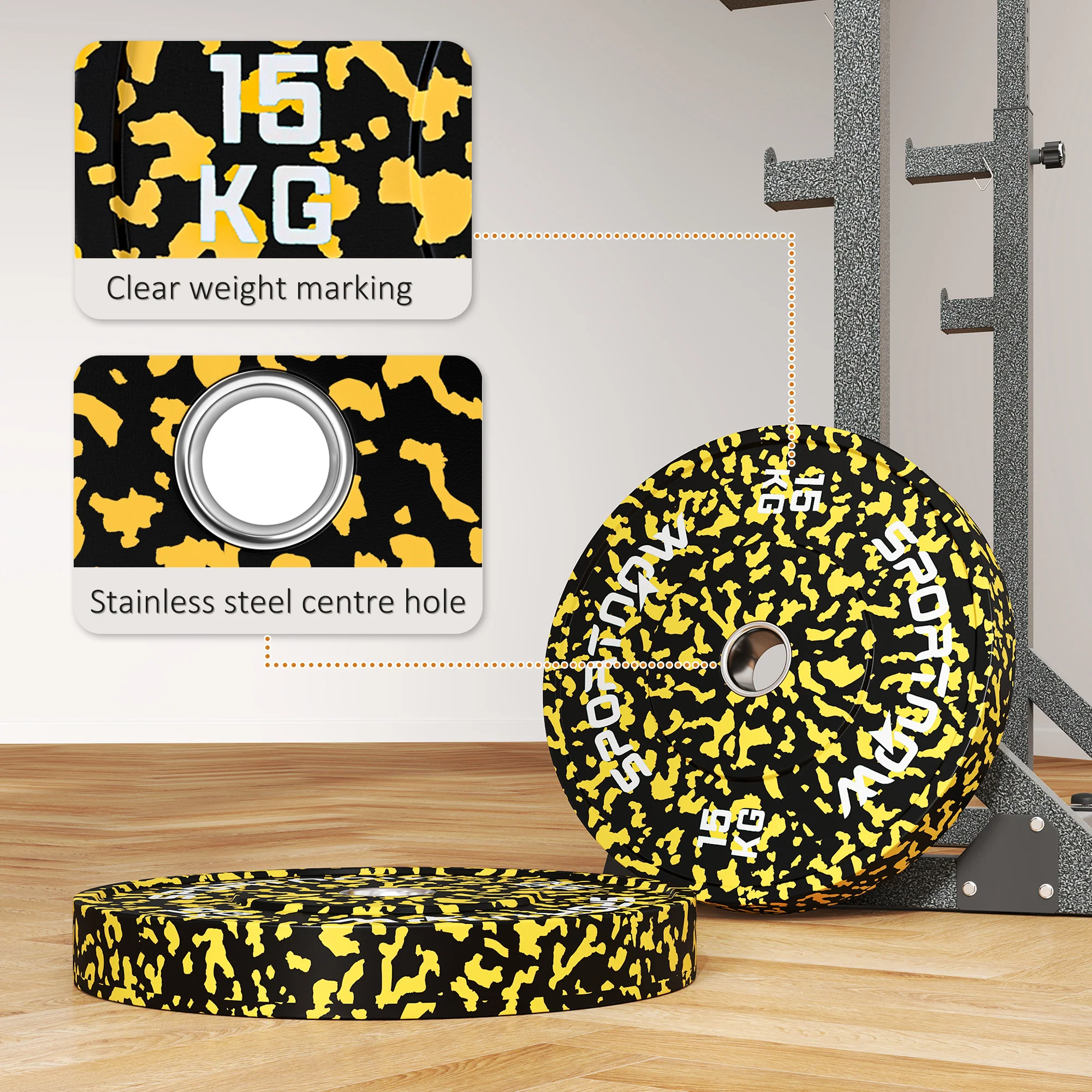 SPORTNOW Olympic Weight Plates With 5cm Holes For Weight Lifting - Image 15