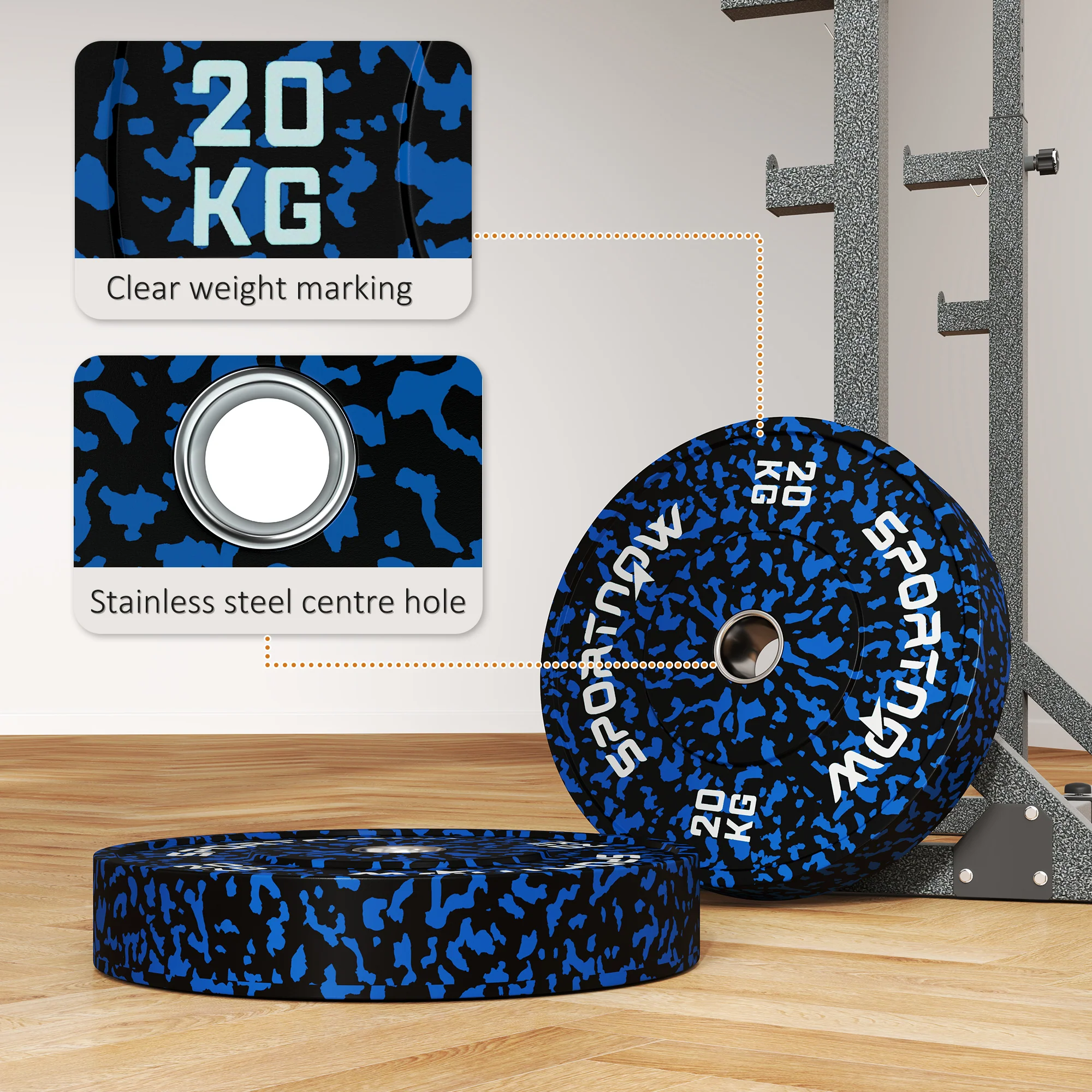 SPORTNOW Olympic Weight Plates With 5cm Holes For Weight Lifting - Image 24