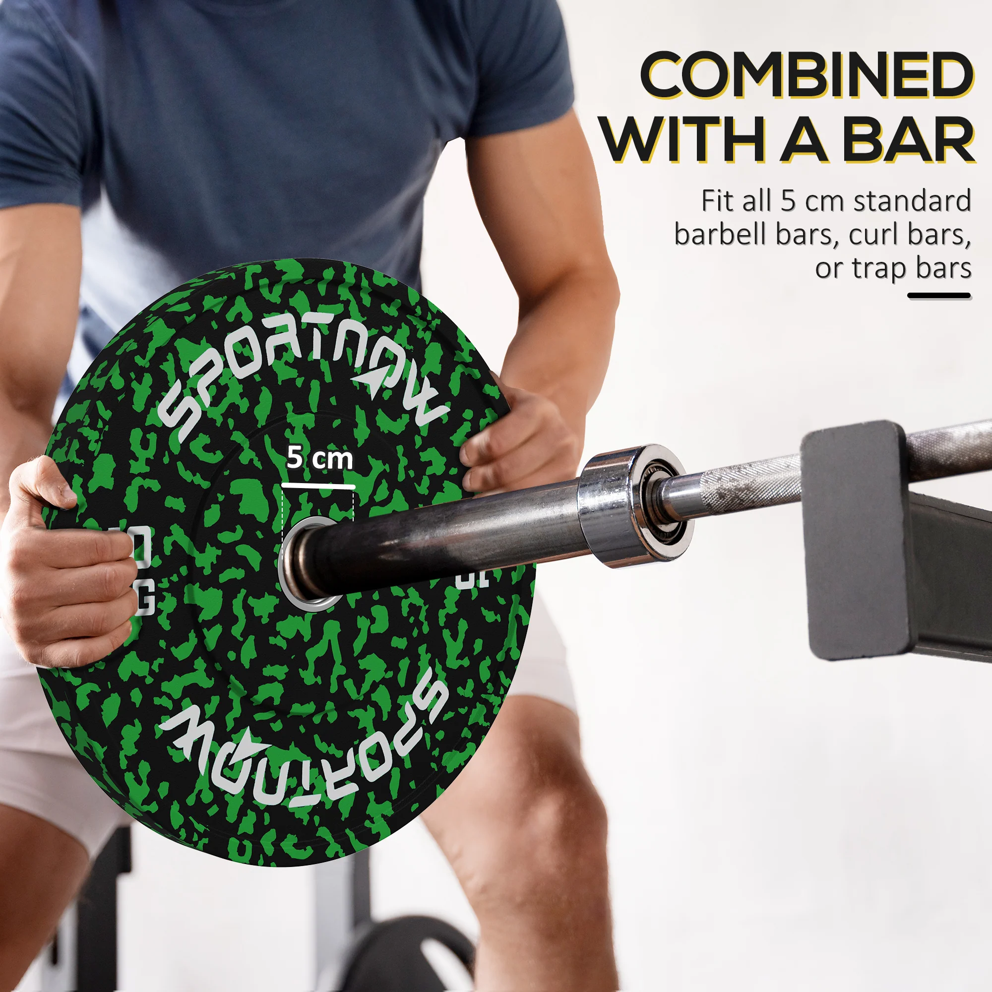 SPORTNOW Olympic Weight Plates With 5cm Holes For Weight Lifting - Image 4