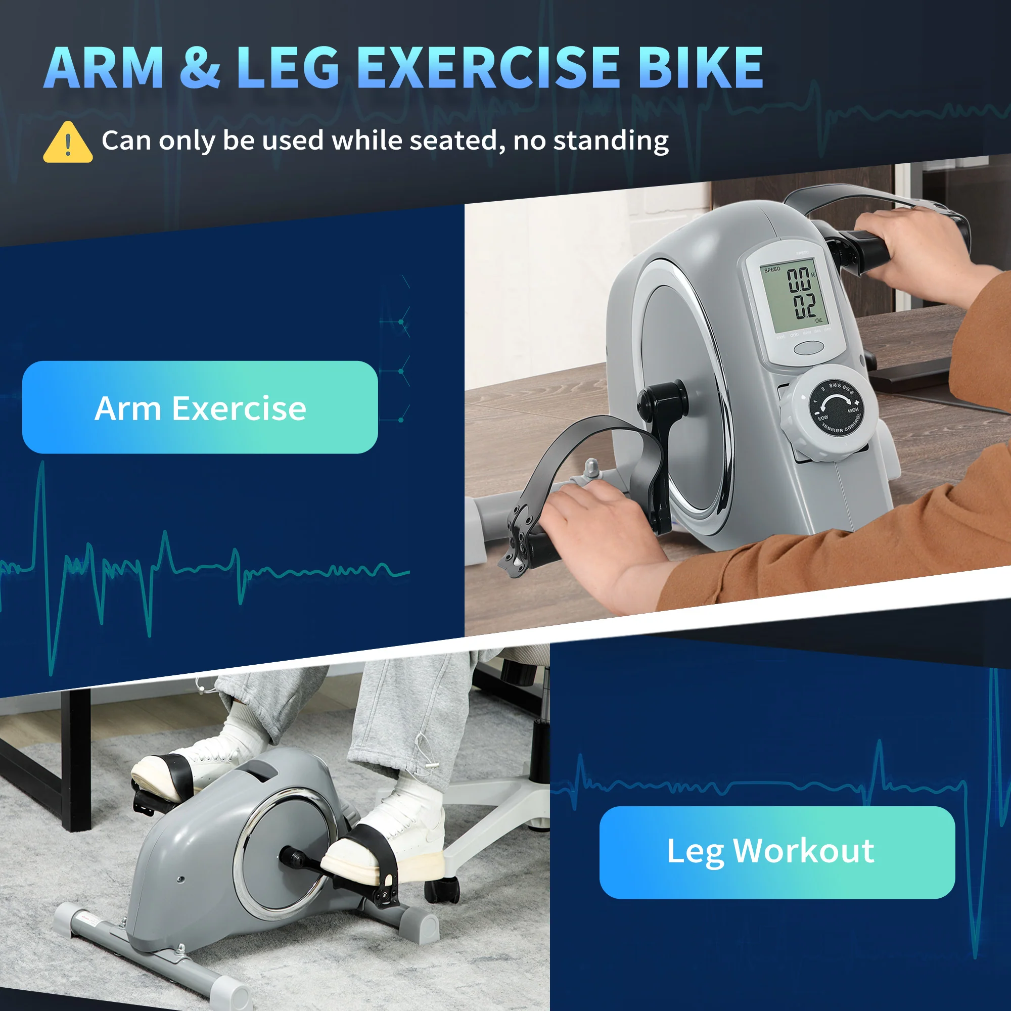 SPORTNOW Pedal Exerciser with 8-Level Magnetic Resistance - Image 3