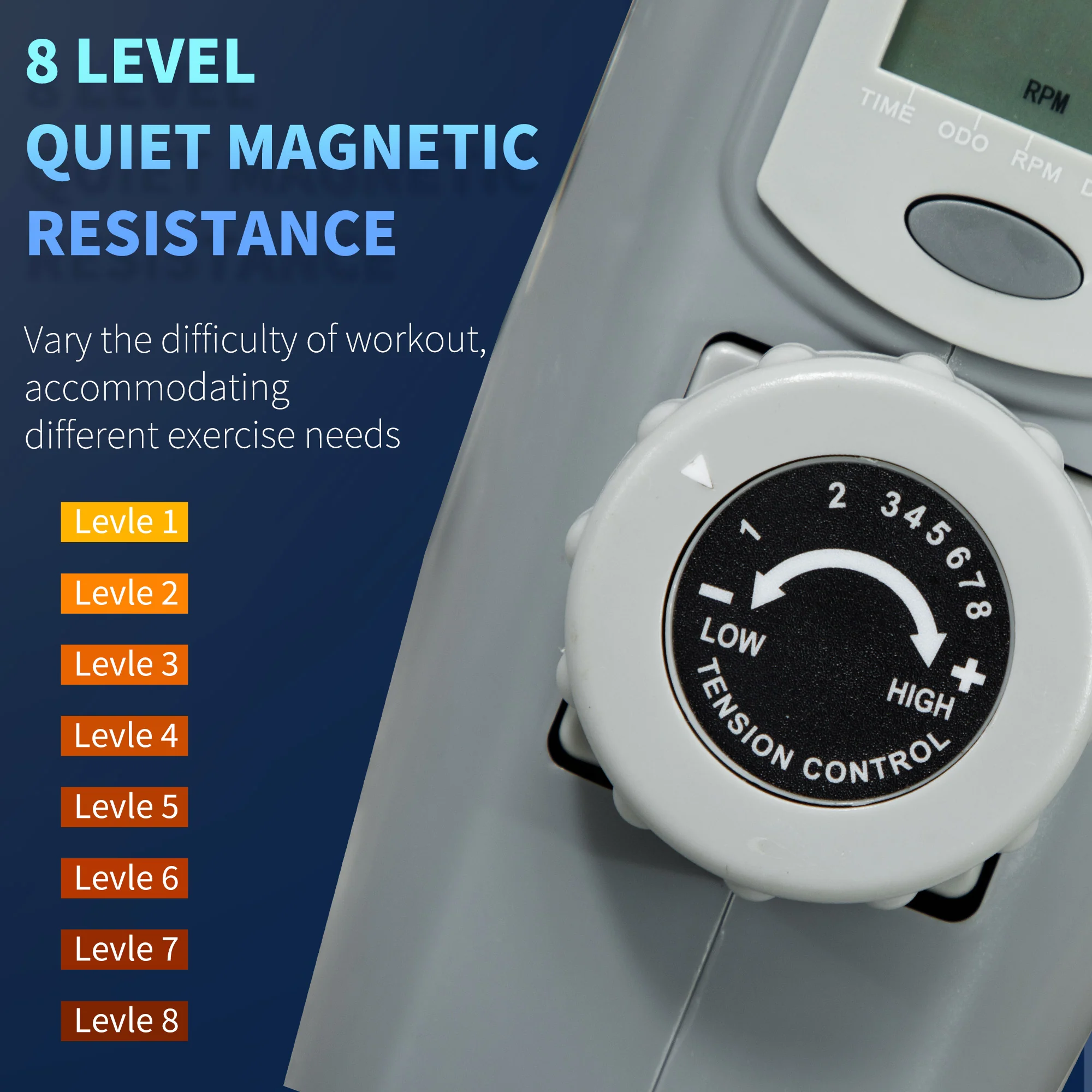 SPORTNOW Pedal Exerciser with 8-Level Magnetic Resistance - Image 4