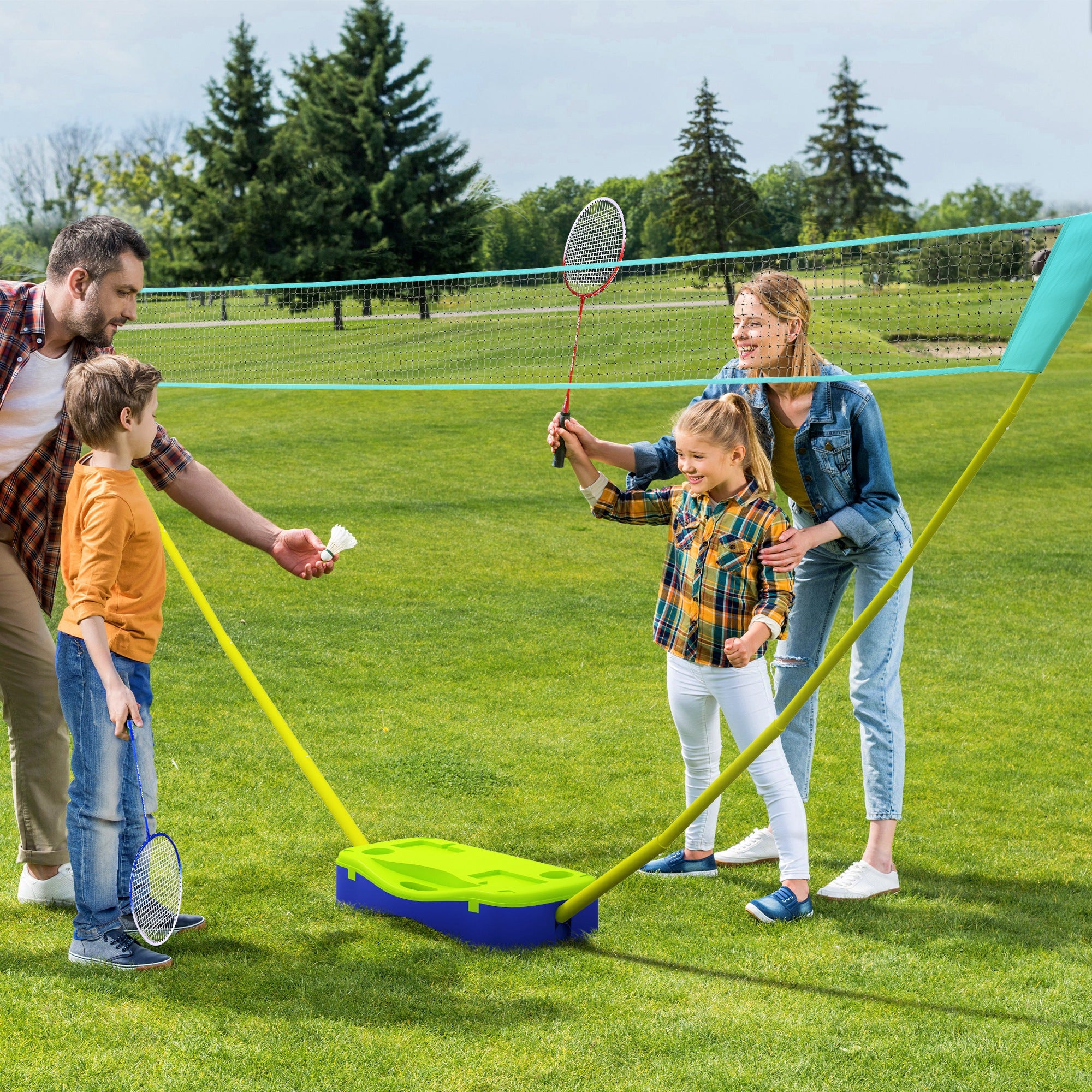 SPORTNOW Portable Badminton Net Set w/ Volleyball Net, Rackets, Shuttlecocks - Image 2