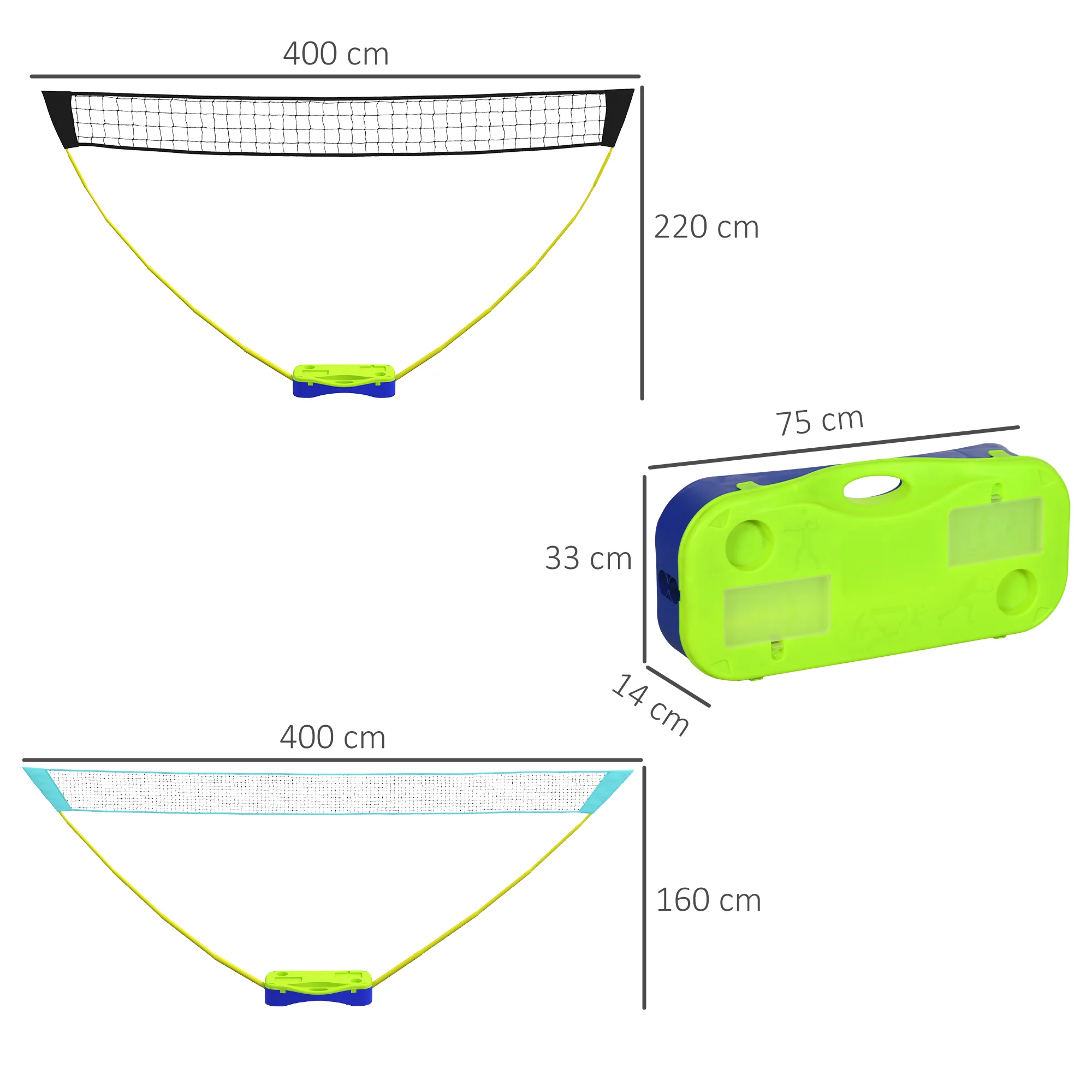 SPORTNOW Portable Badminton Net Set w/ Volleyball Net, Rackets, Shuttlecocks - Image 5
