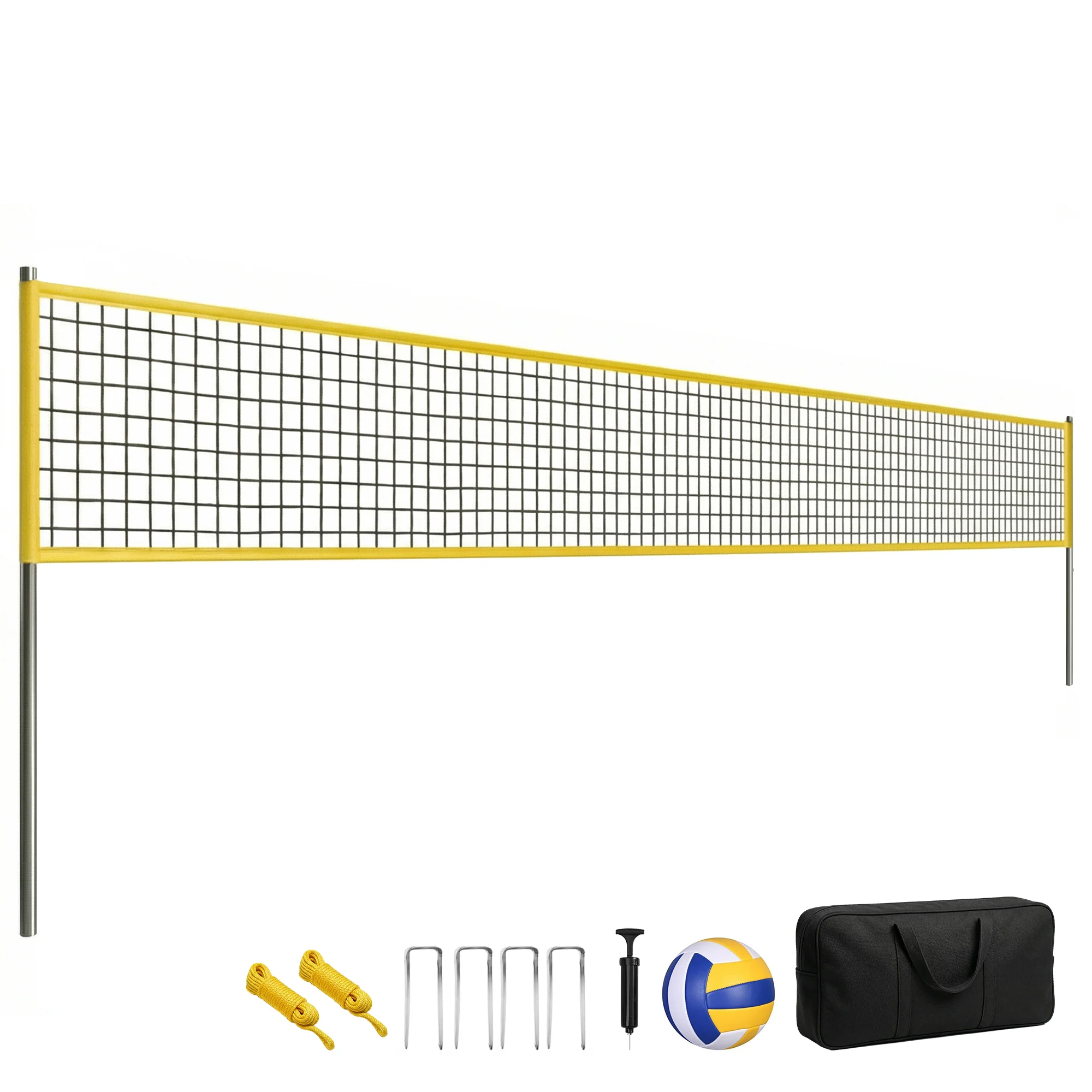 SPORTNOW Portable Volleyball Net Set with Adjustable Height Steel Poles