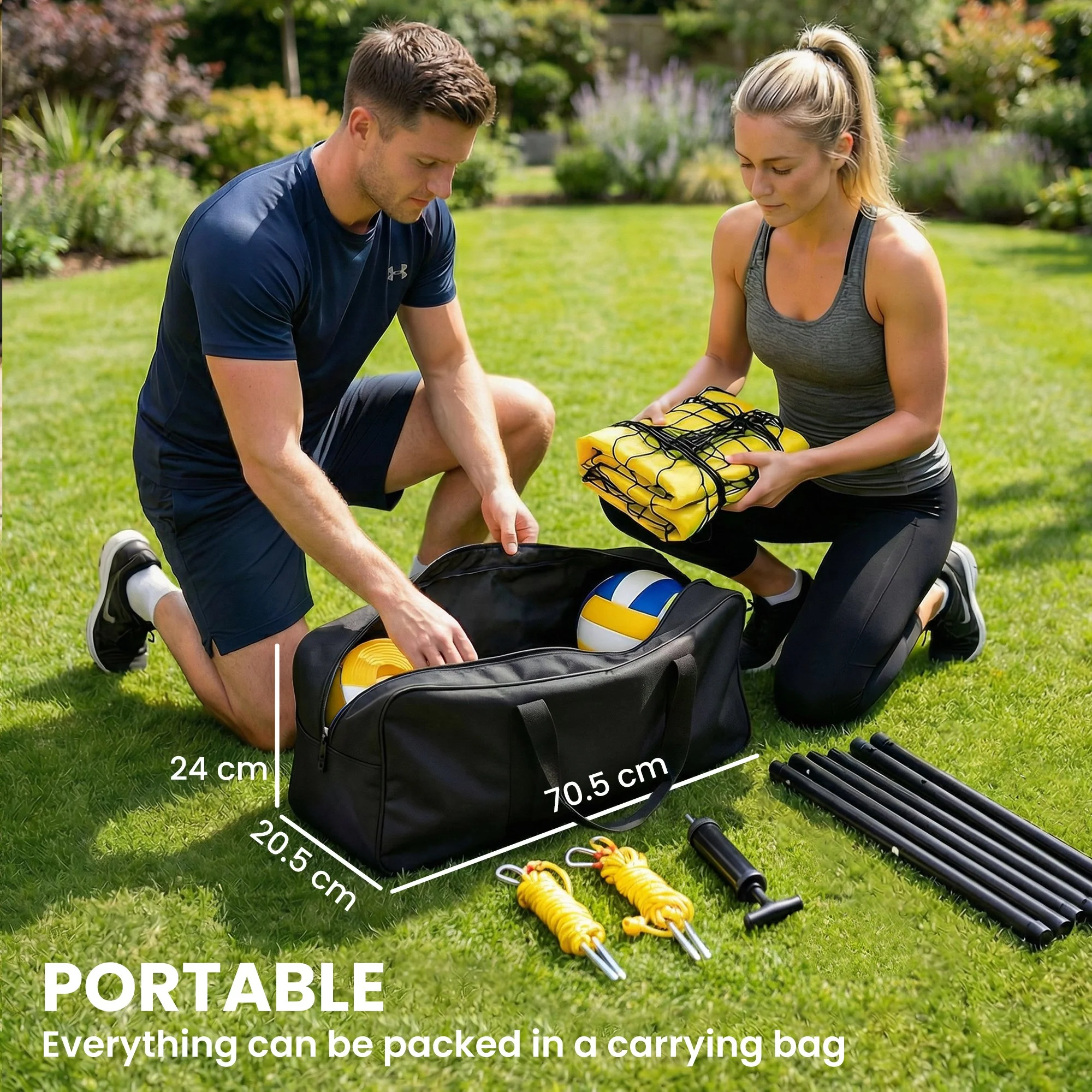 SPORTNOW Portable Volleyball Net Set with Adjustable Height Steel Poles - Image 7