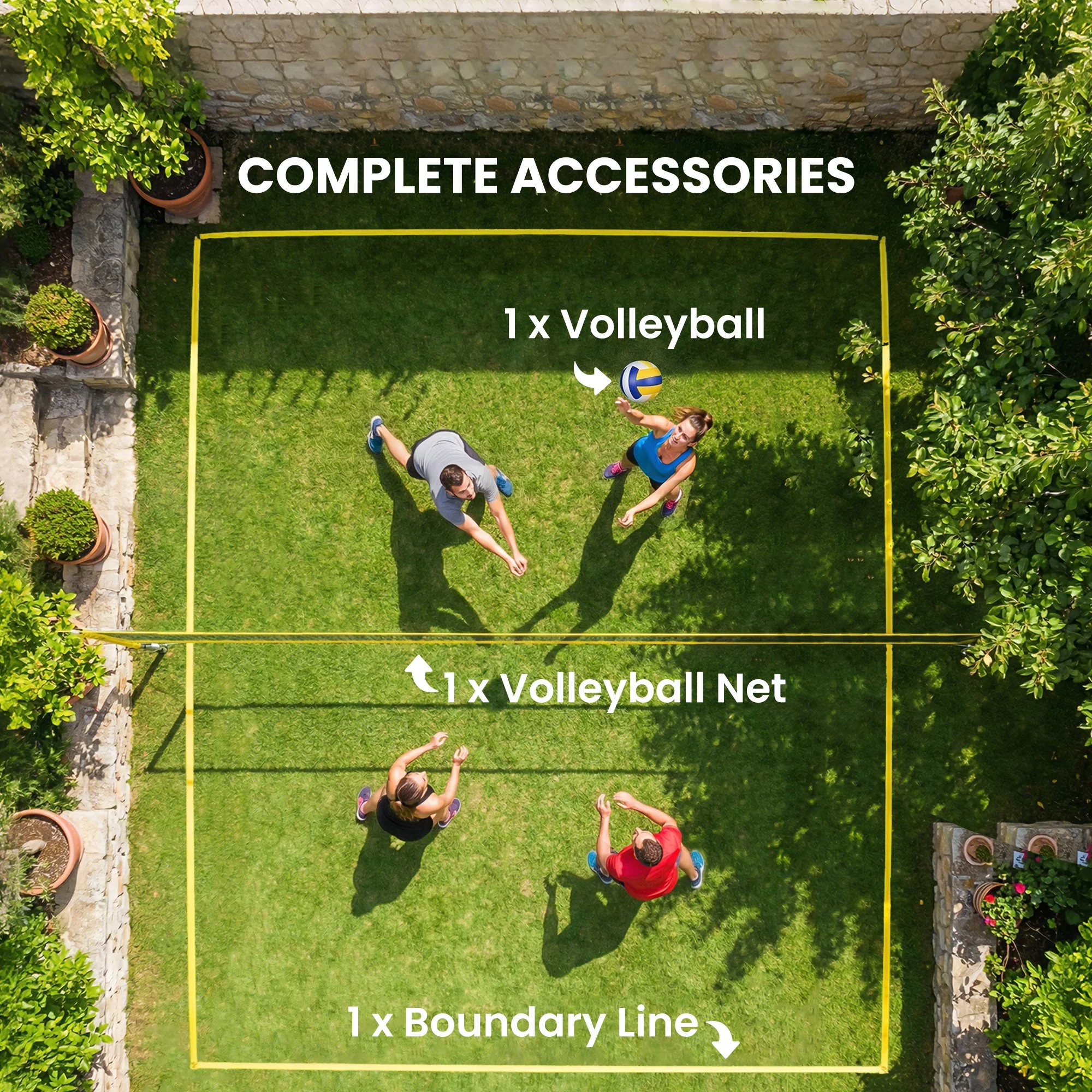 SPORTNOW Portable Volleyball Net Set with Adjustable Height Steel Poles - Image 8