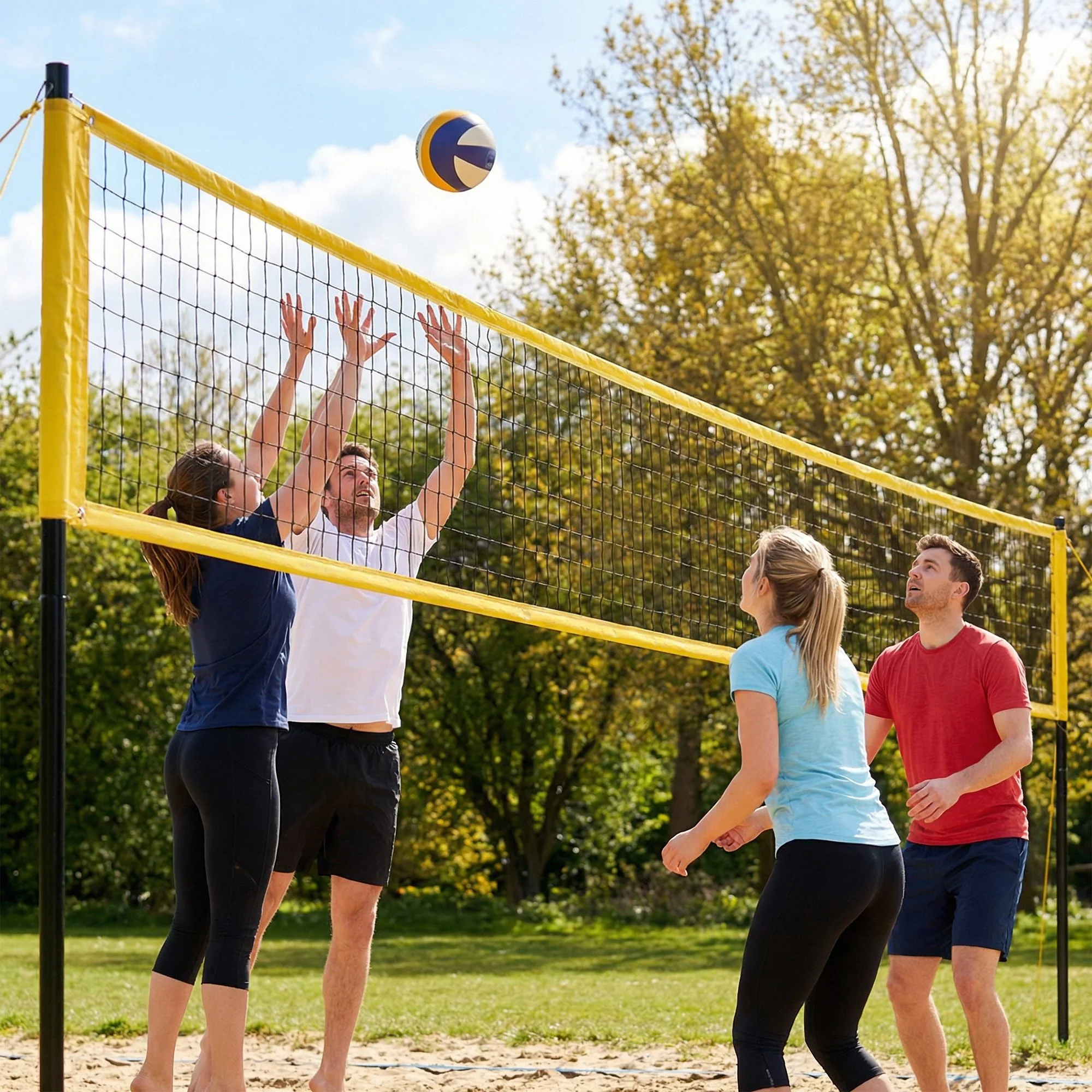 SPORTNOW Portable Volleyball Net Set with Adjustable Height Steel Poles - Image 9
