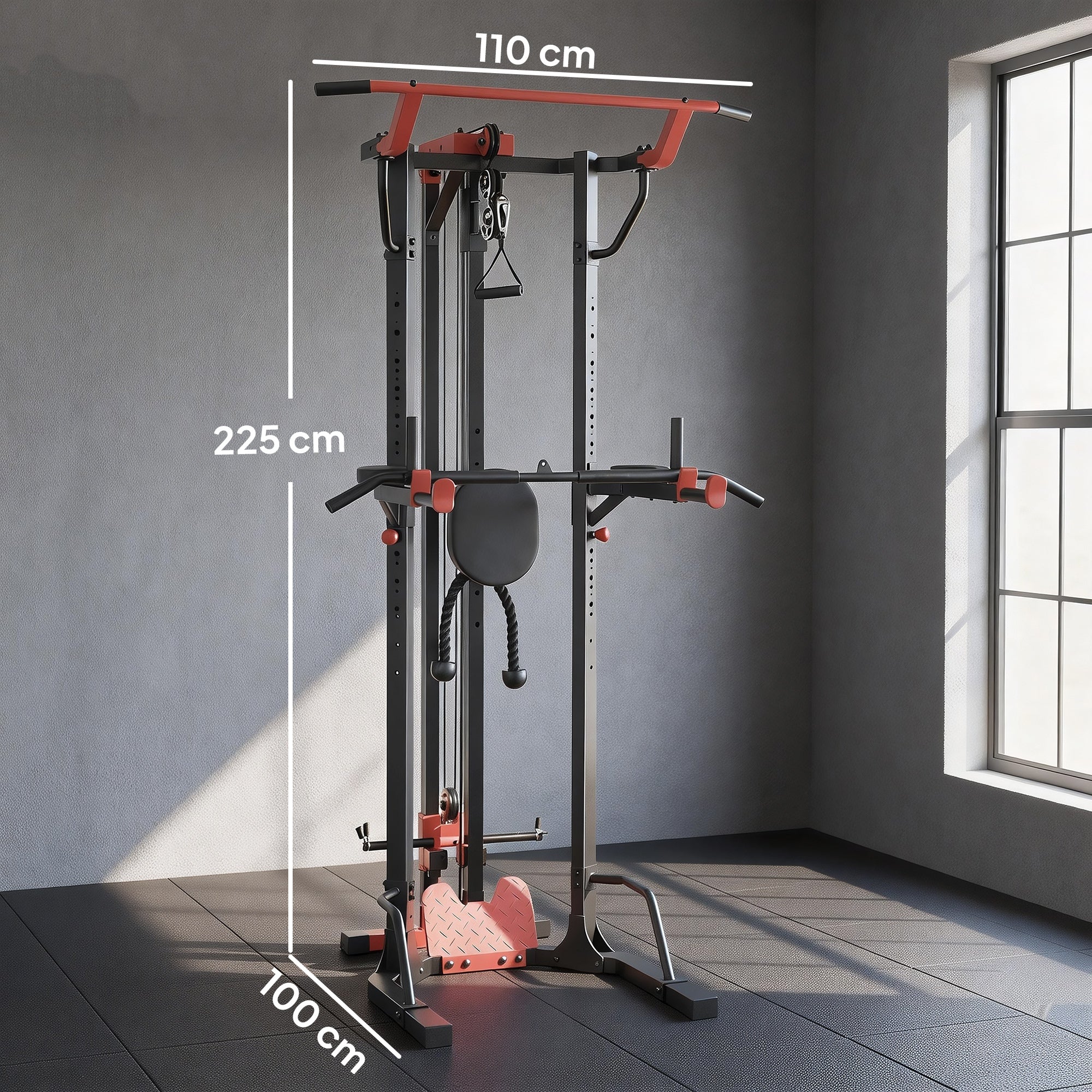 SPORTNOW Power Tower With Lat Pull Down Machine, Pull Up Bar, Dip Station - Image 3