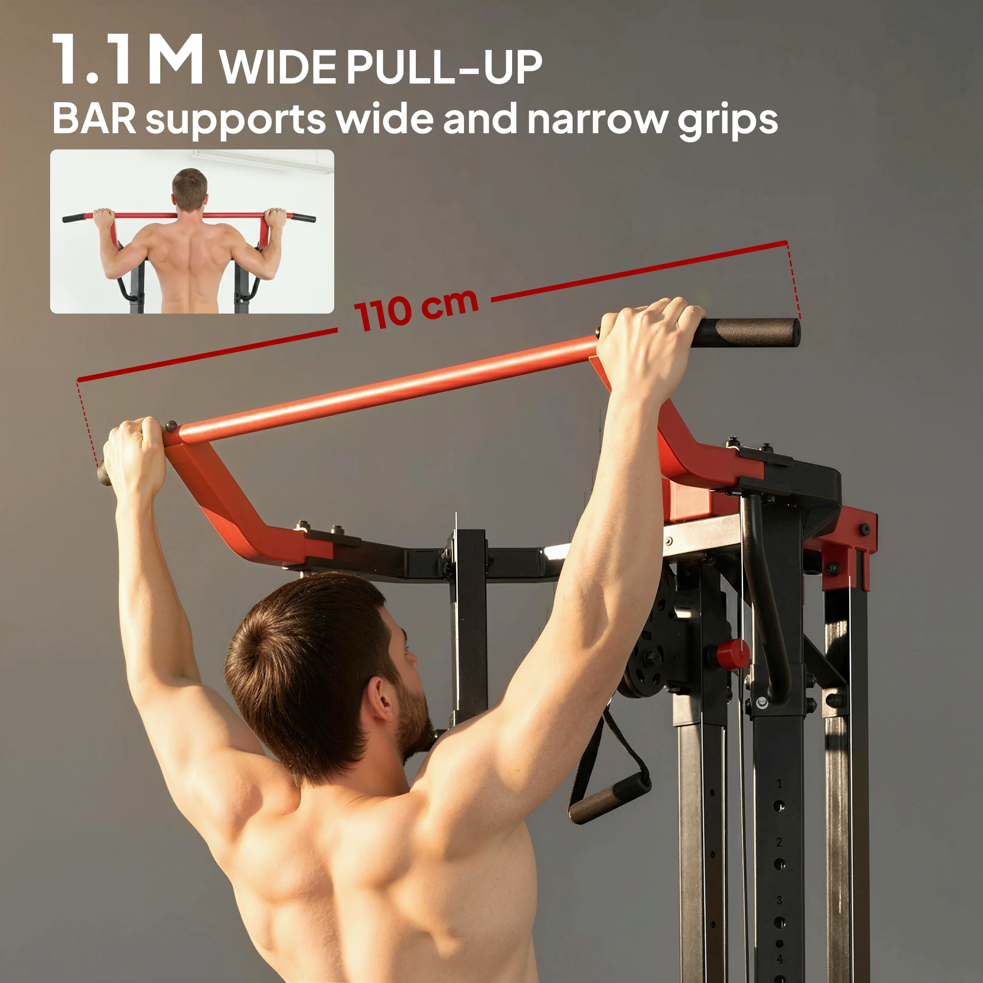 SPORTNOW Power Tower With Lat Pull Down Machine, Pull Up Bar, Dip Station - Image 7