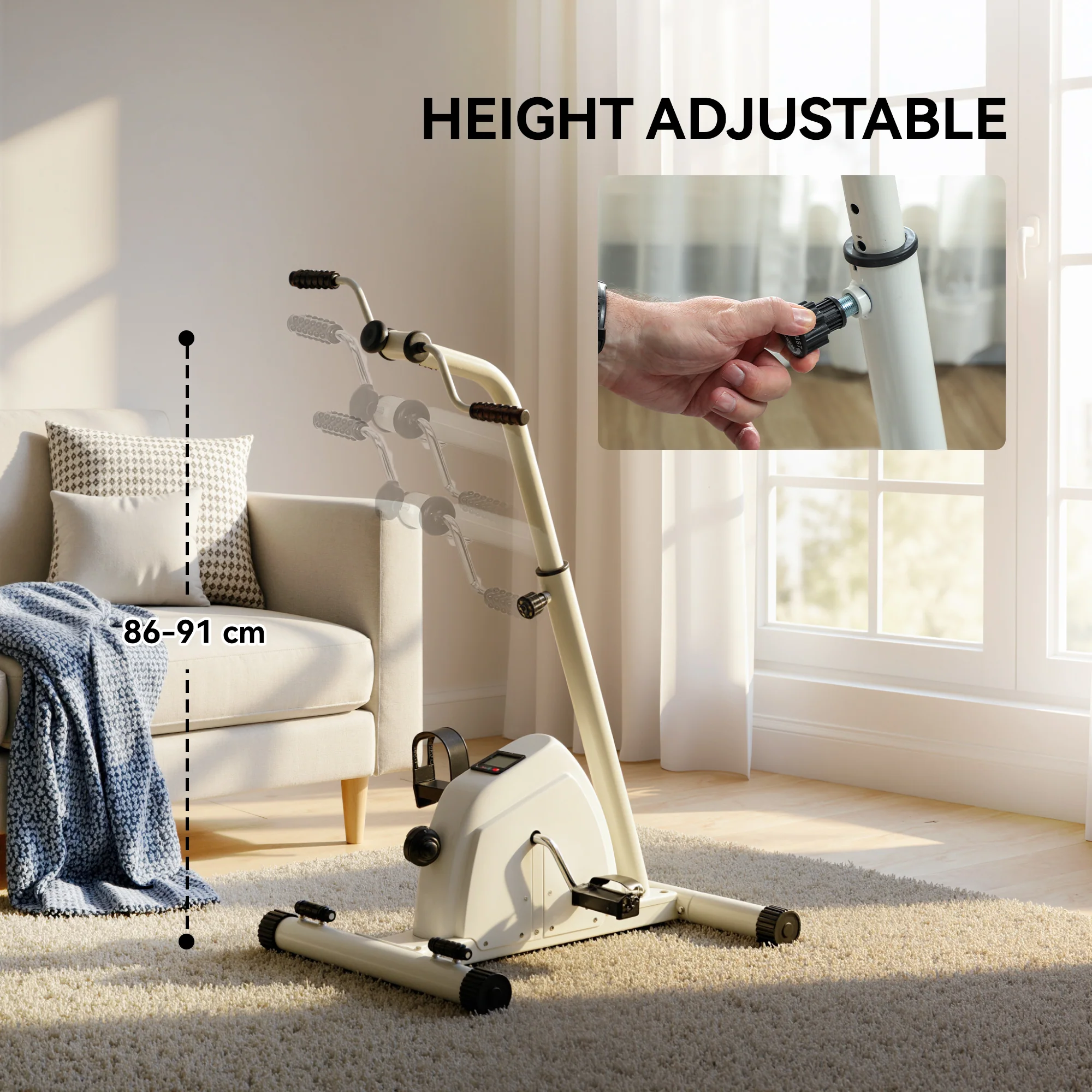 SPORTNOW Seated Pedal Exerciser With Dual Massage And LCD Display, White - Image 4