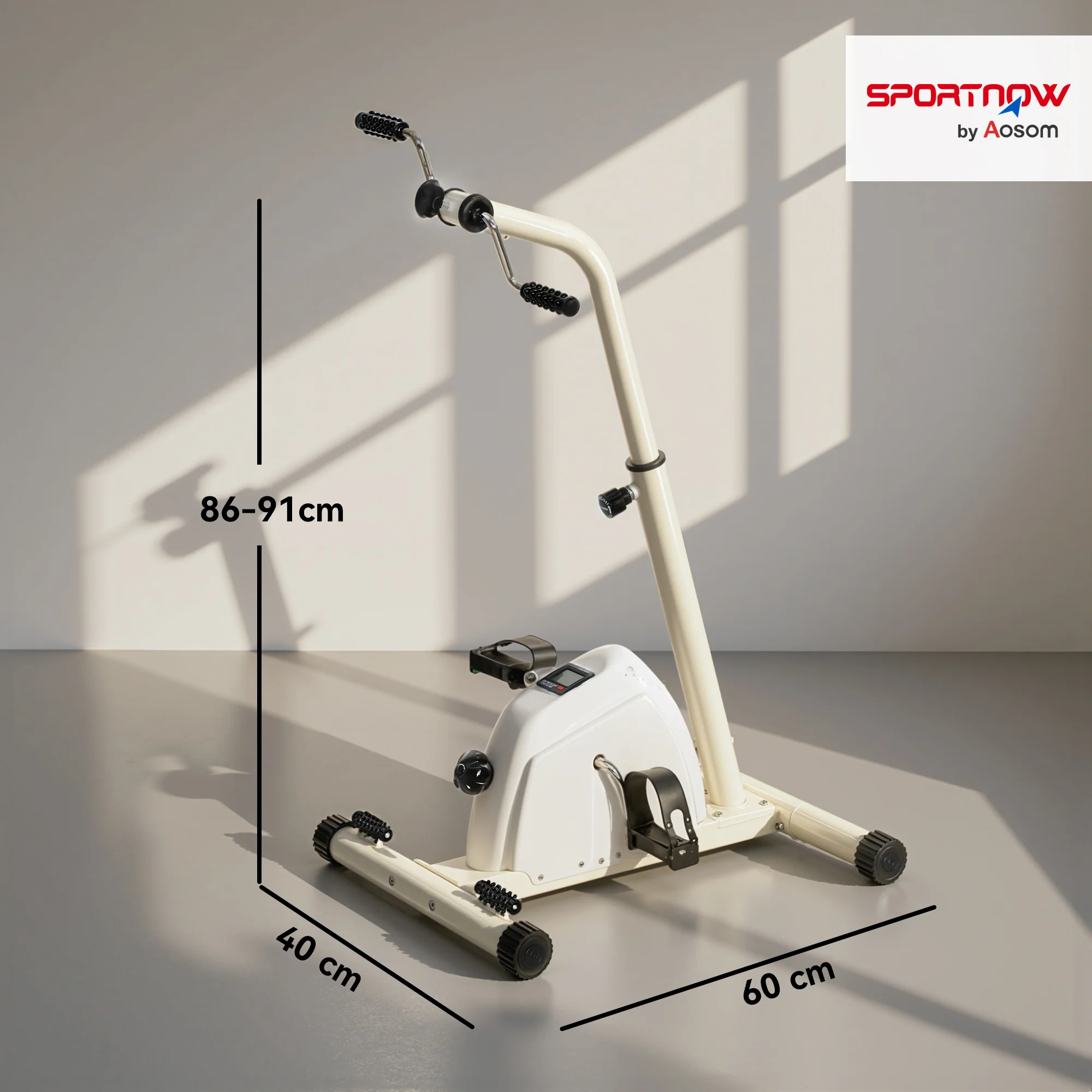 SPORTNOW Seated Pedal Exerciser With Dual Massage And LCD Display, White - Image 5