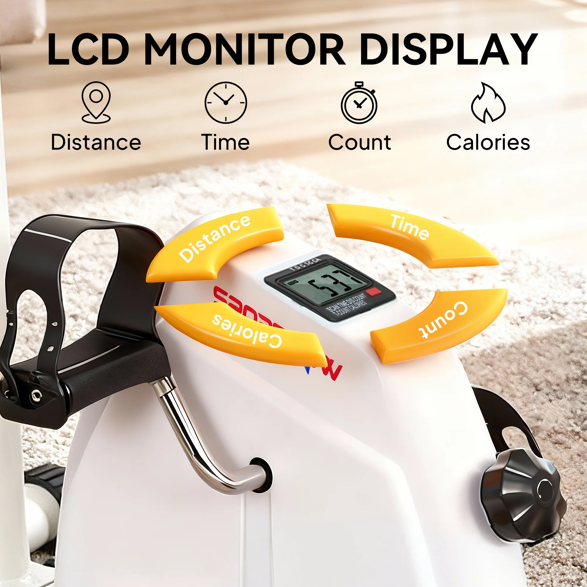 SPORTNOW Seated Pedal Exerciser With Dual Massage And LCD Display, White - Image 6