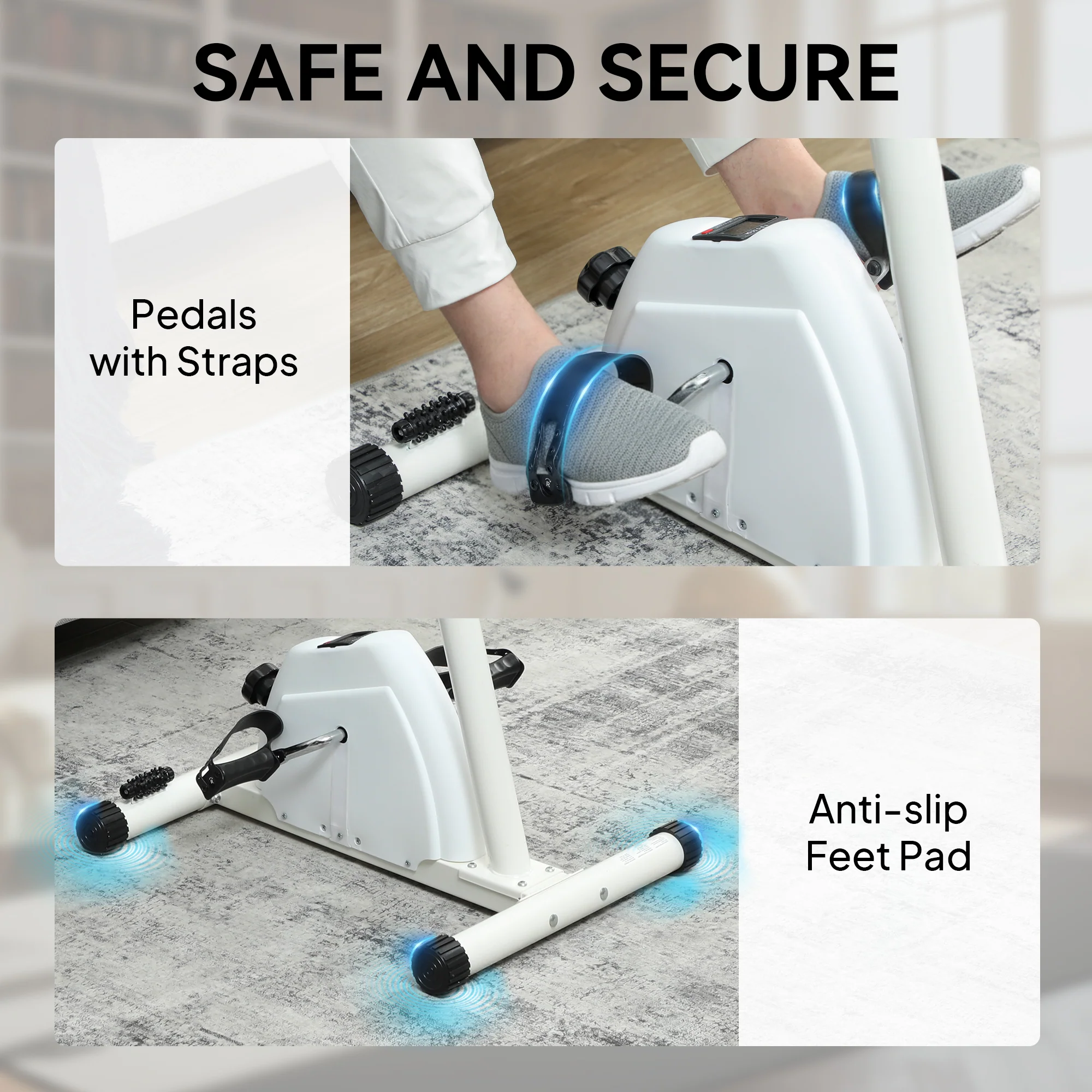 SPORTNOW Seated Pedal Exerciser With Dual Massage And LCD Display, White - Image 8