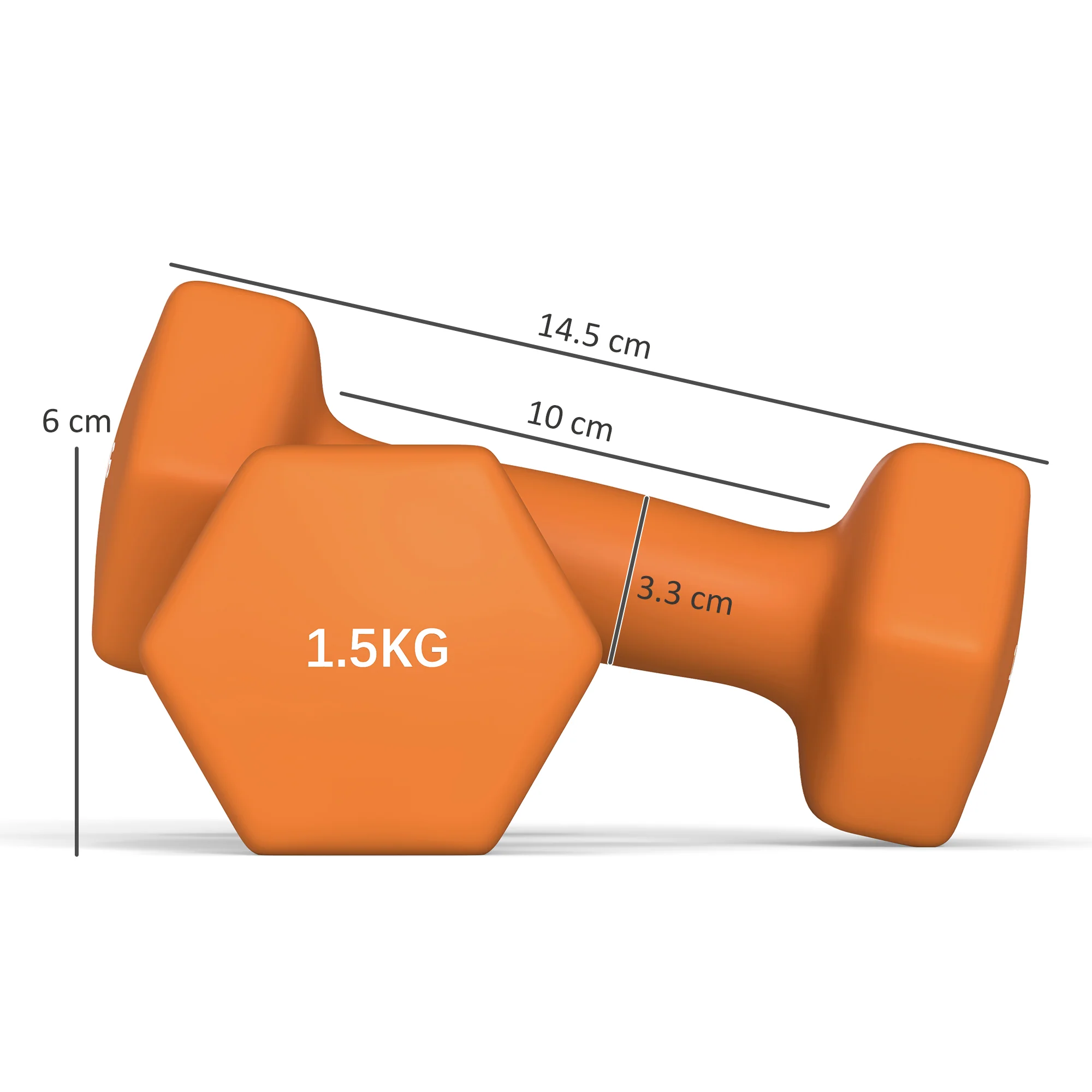 SPORTNOW Set of 2 Hexagonal Dumbbells Weights Pair, 2 x 1.5kg, Orange - Image 5