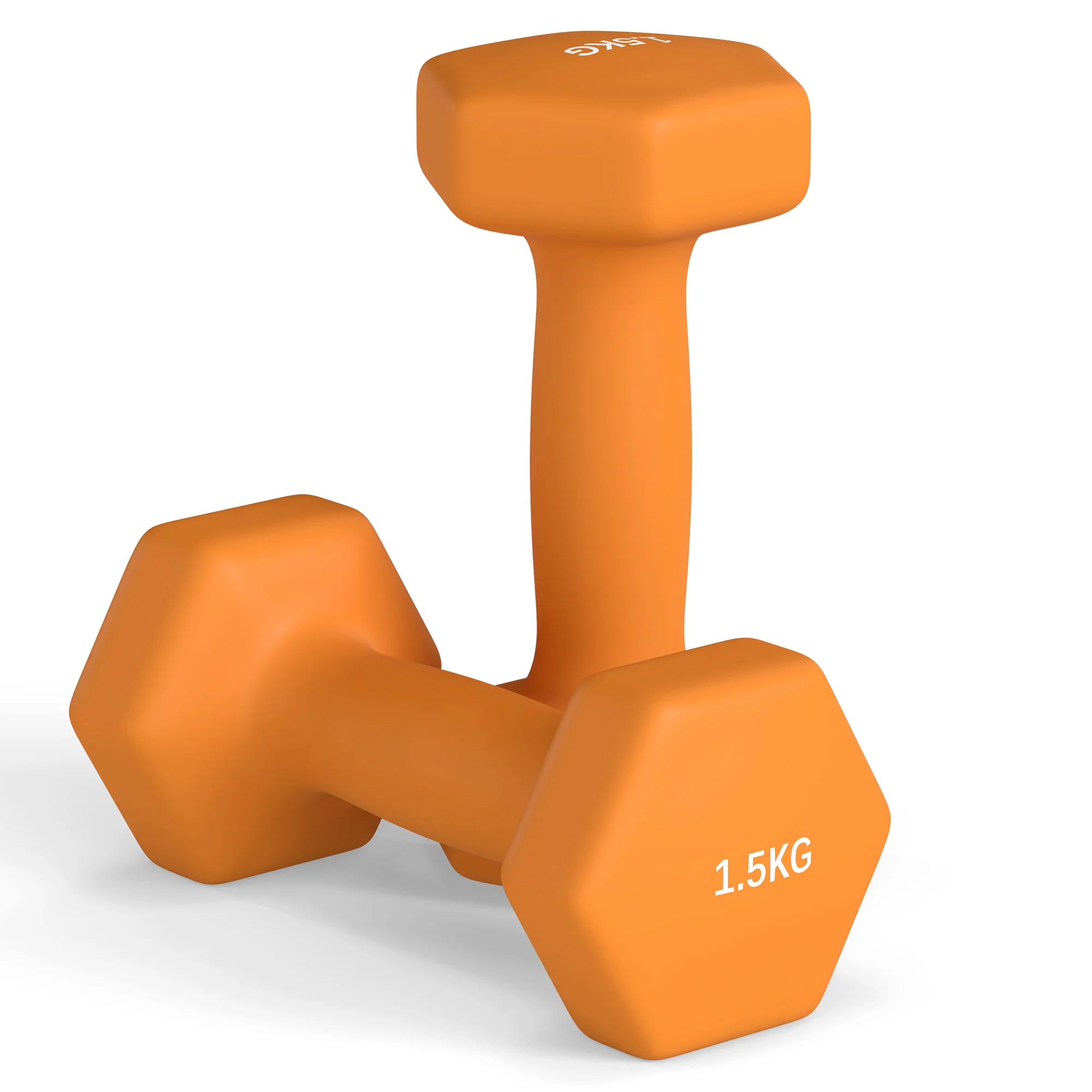 SPORTNOW Set of 2 Hexagonal Dumbbells Weights Pair, 2 x 1.5kg, Orange - Image 7