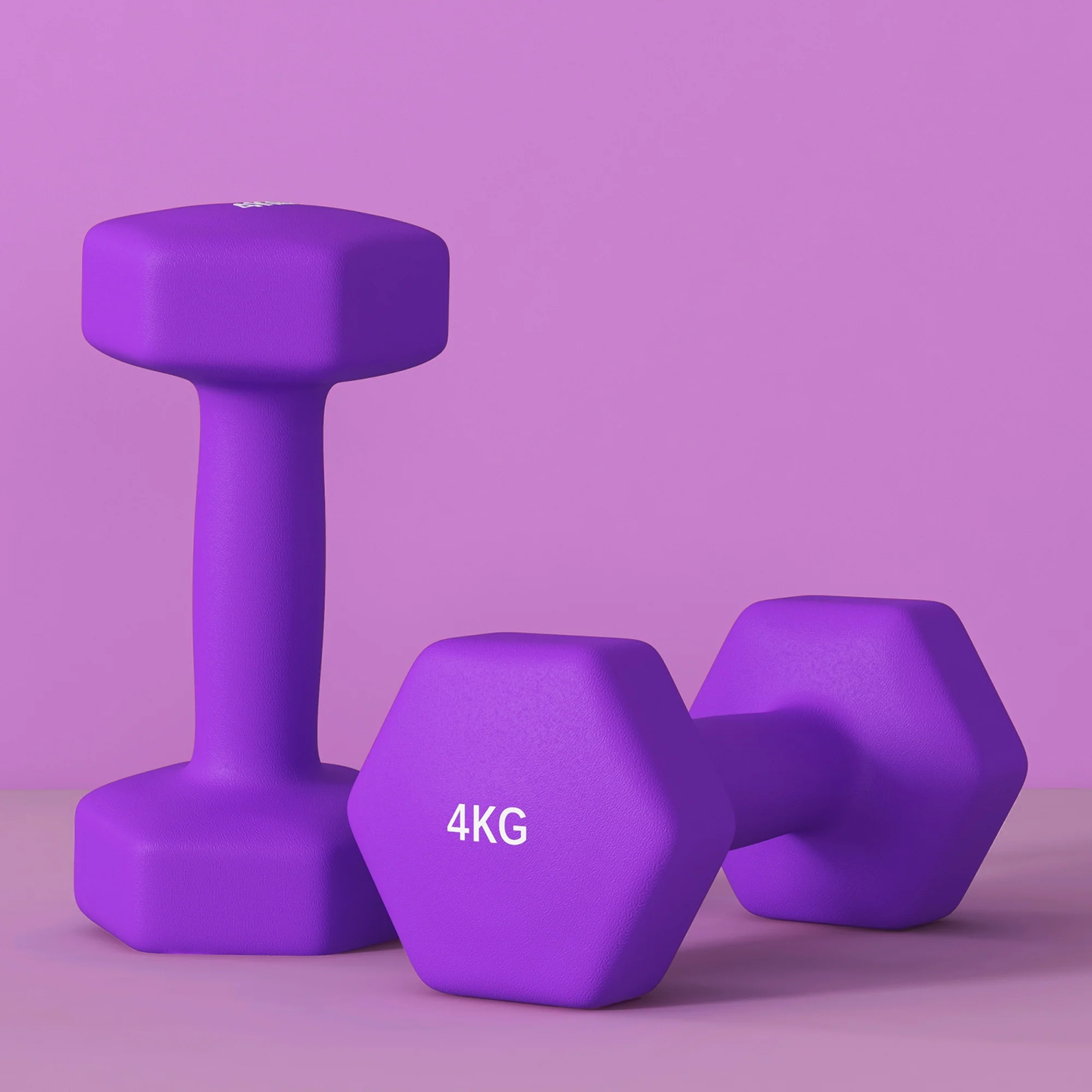 SPORTNOW Set Of 2 Hexagonal Dumbbells Weights Pair, 2 X 4kg, Purple - Image 9