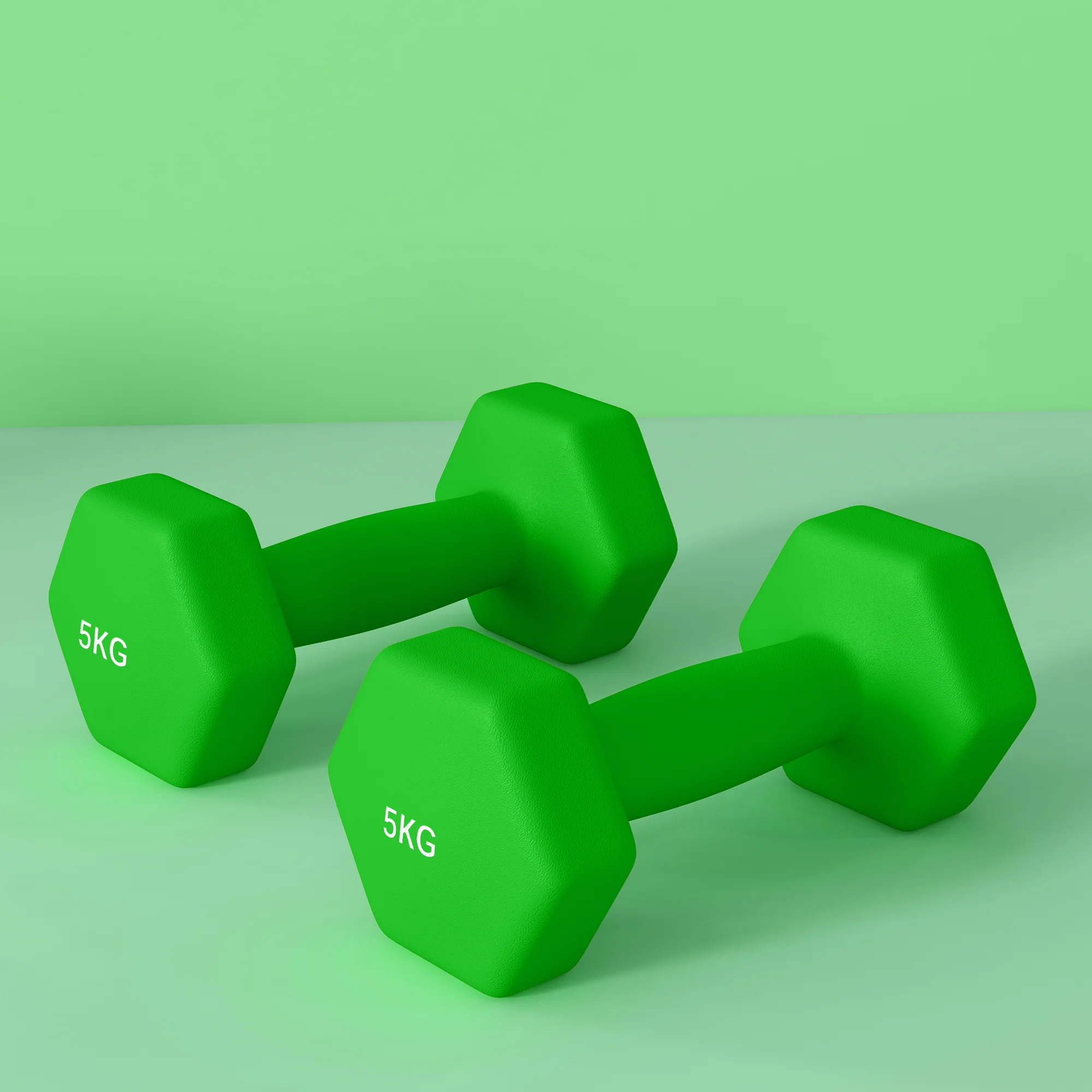 SPORTNOW Set Of 2 Hexagonal Dumbbells Weights Pair, 2 X 5kg, Green - Image 9