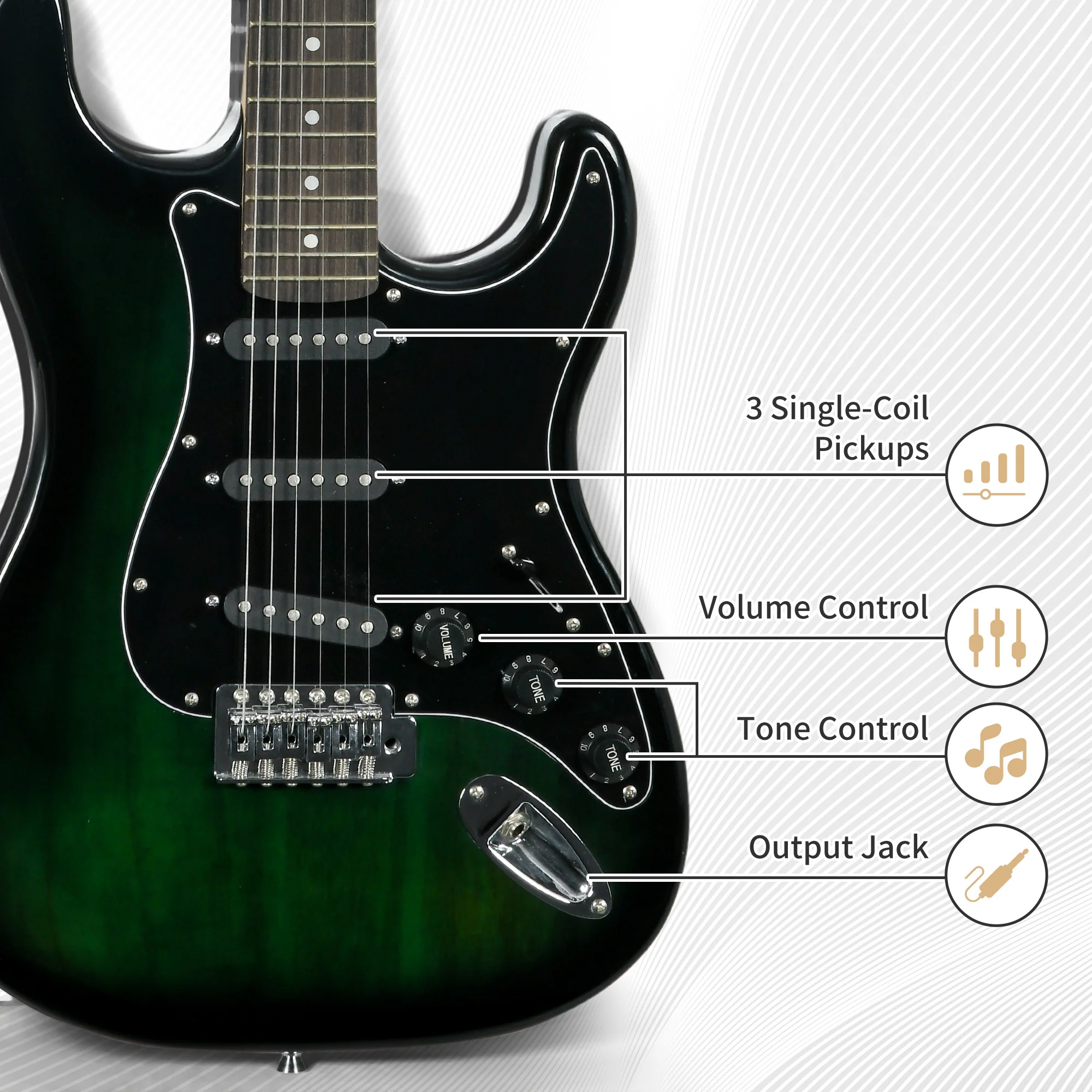 SPORTNOW Six-String Electric Guitar w/ 15W Amp, Digital Turner, Picks, Bag - Image 4