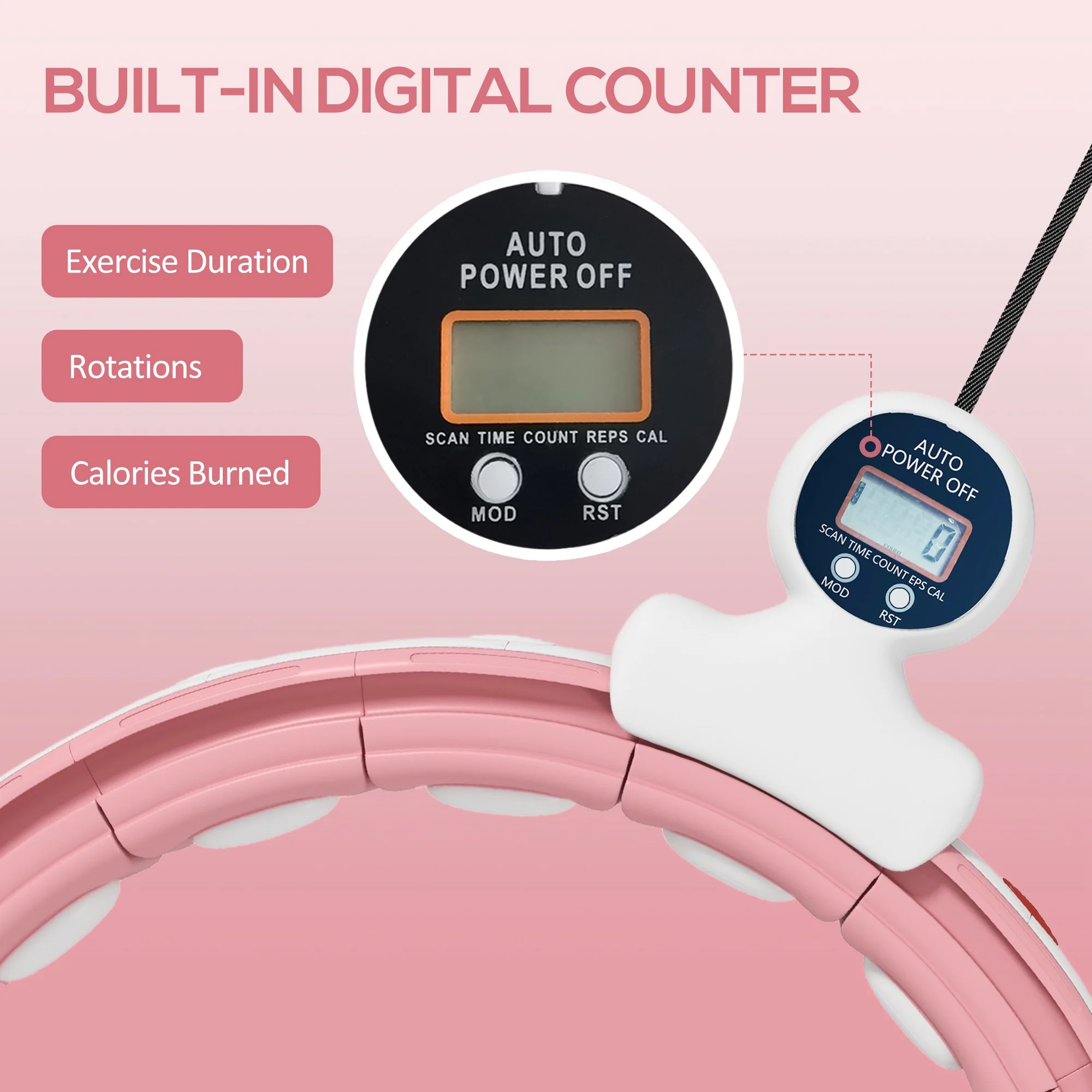SPORTNOW Smart Weighted Hula Hoop With 16 Detachable Knots And Digital Counter - Image 6