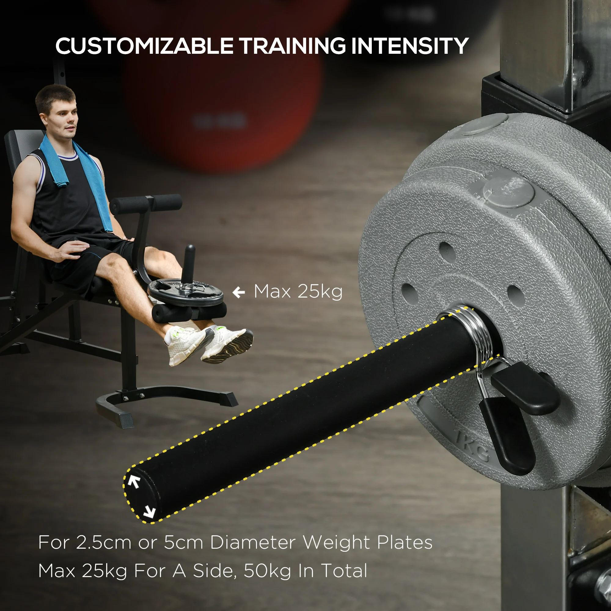 SPORTNOW Smith Machine Power Rack with Pull Up Bar, Lat Pull Down System - Image 7