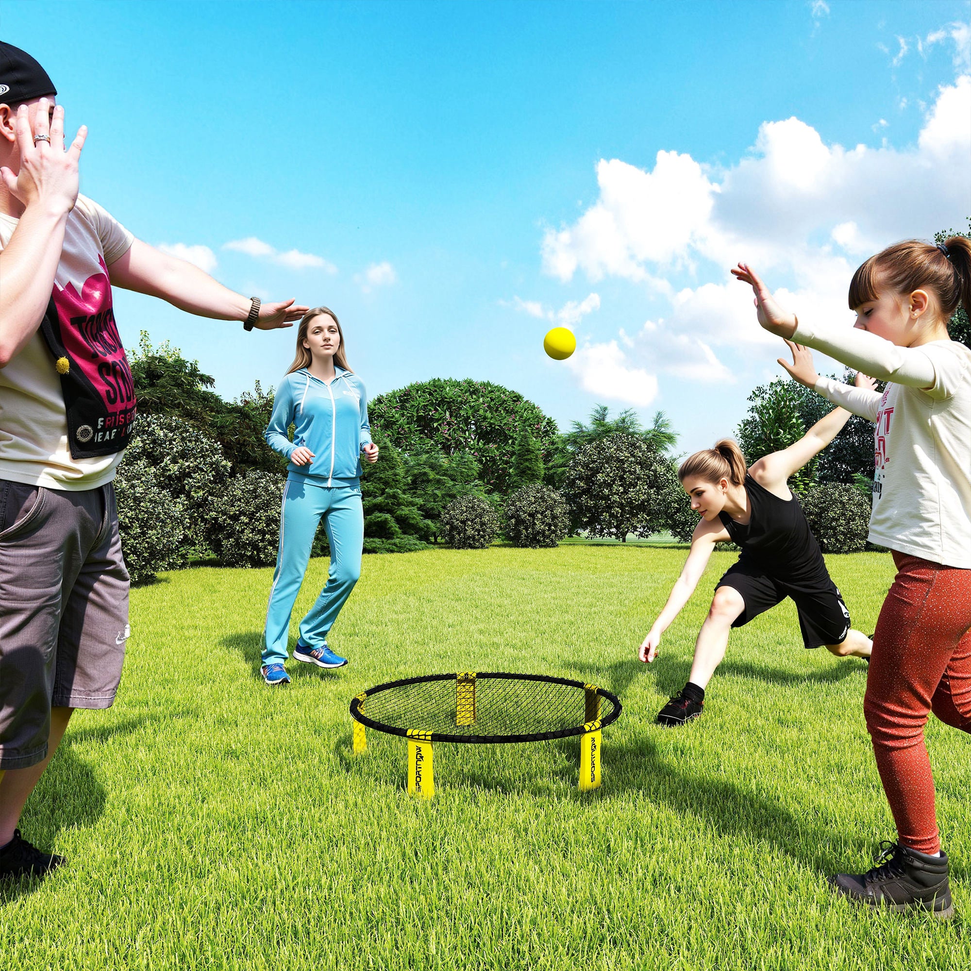 SPORTNOW Spike Ball Set, Mini Beach Games Set With Net, 3 Balls And Pump - Image 2
