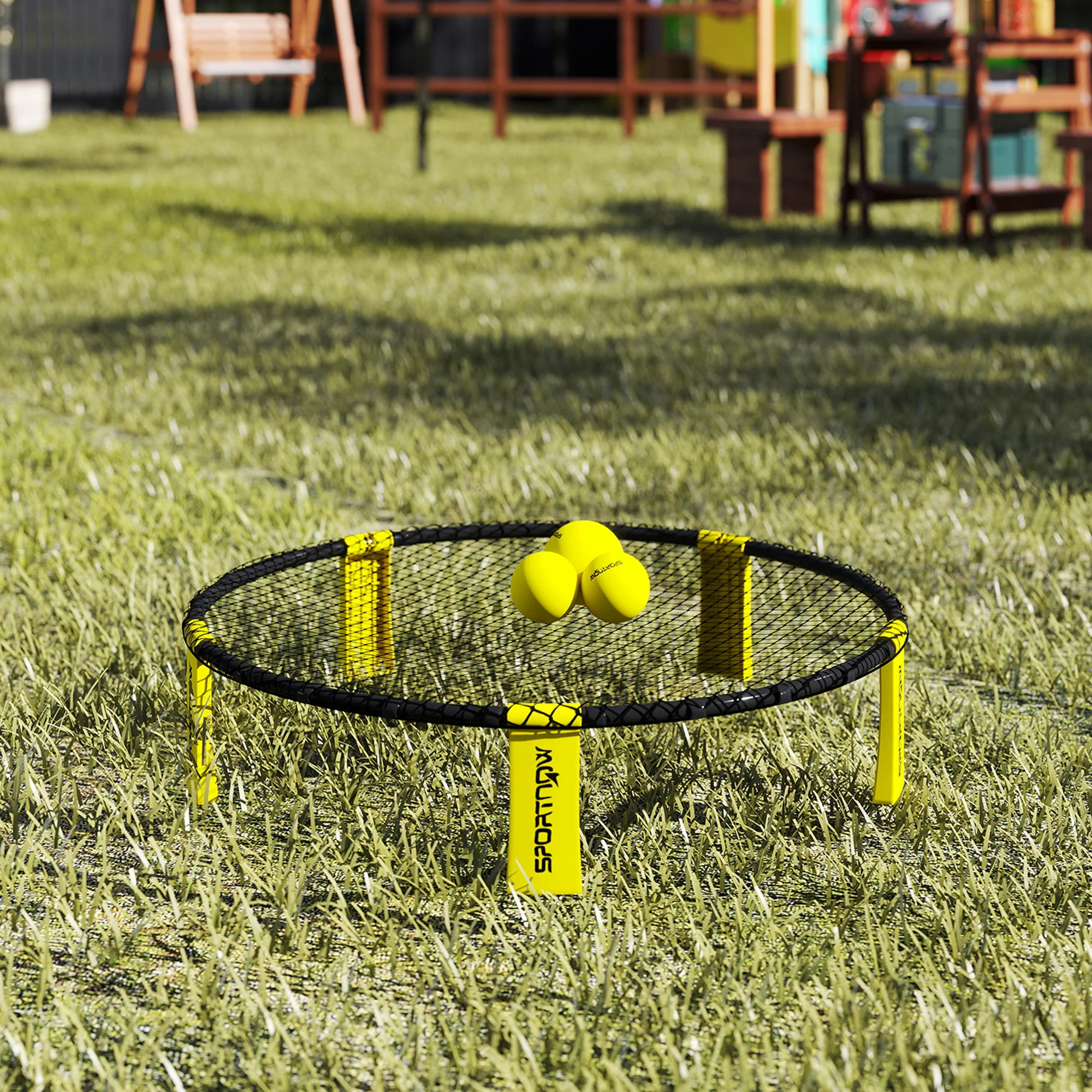 SPORTNOW Spike Ball Set, Mini Beach Games Set With Net, 3 Balls And Pump - Image 9