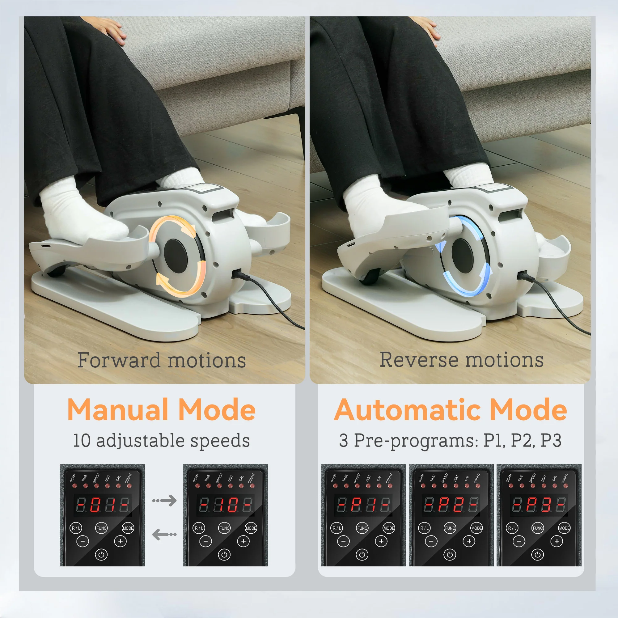 SPORTNOW Under Desk Elliptical Machine Pedal Exerciser w/ 10 Speeds - Image 12