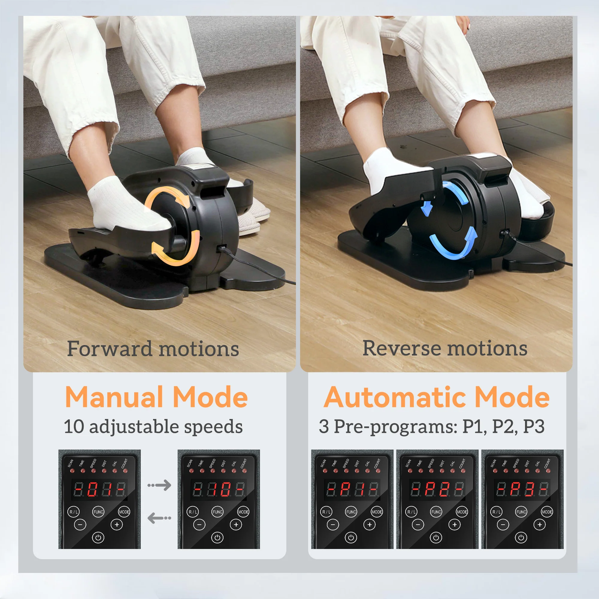SPORTNOW Under Desk Elliptical Machine Pedal Exerciser w/ 10 Speeds - Image 3