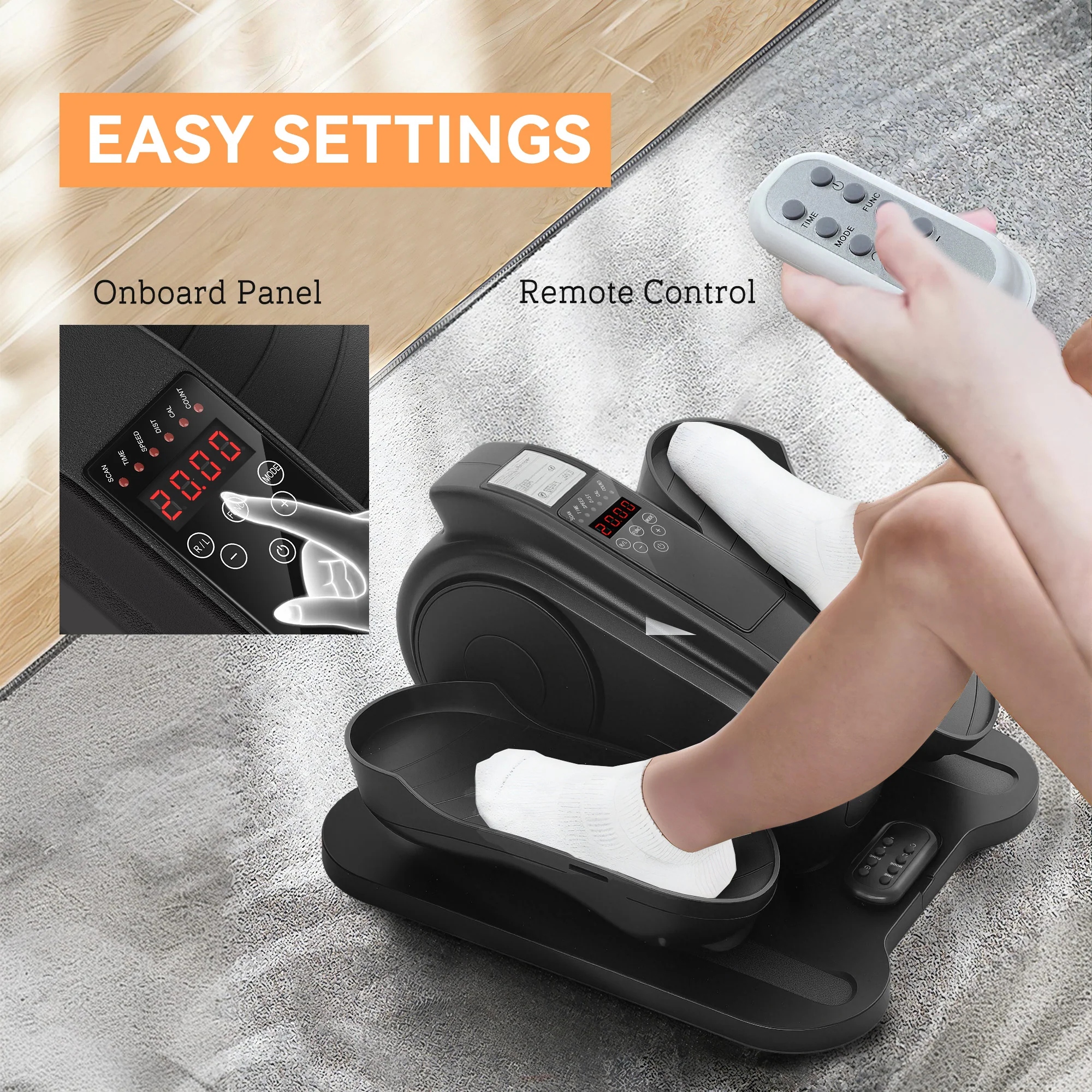 SPORTNOW Under Desk Elliptical Machine Pedal Exerciser w/ 10 Speeds - Image 4