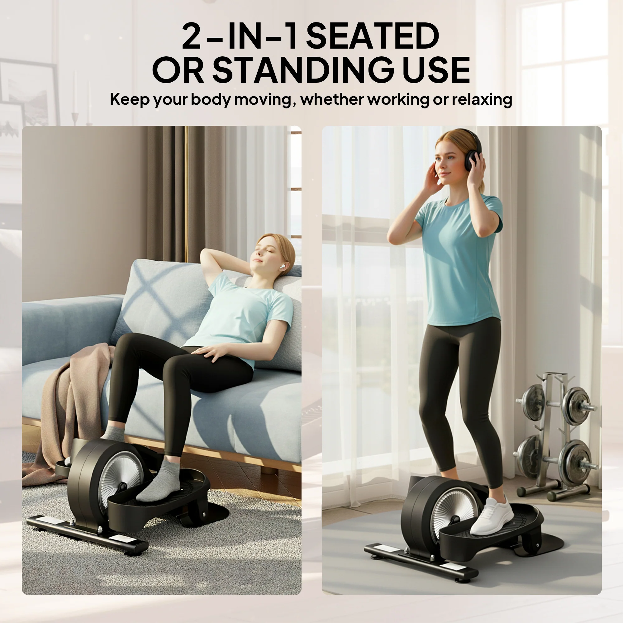 SPORTNOW Under Desk Elliptical Machine, Pedal Exerciser with LCD Monitor - Image 3