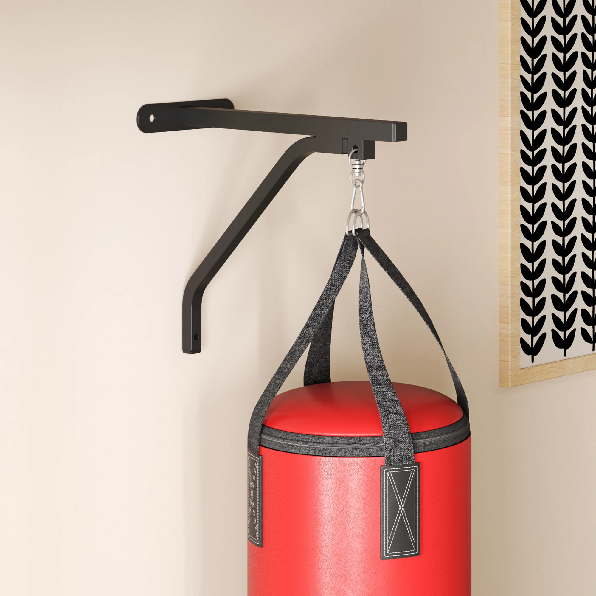 SPORTNOW Unfilled Punch Bag with Boxing Gloves and Wall Mounted Bracket - Image 9