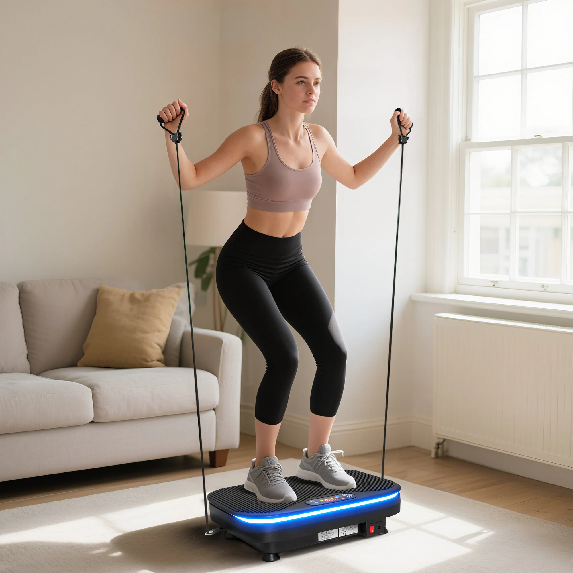SPORTNOW Vibration Plate Exercise Machine with Cool Lights and Bluetooth - Image 2