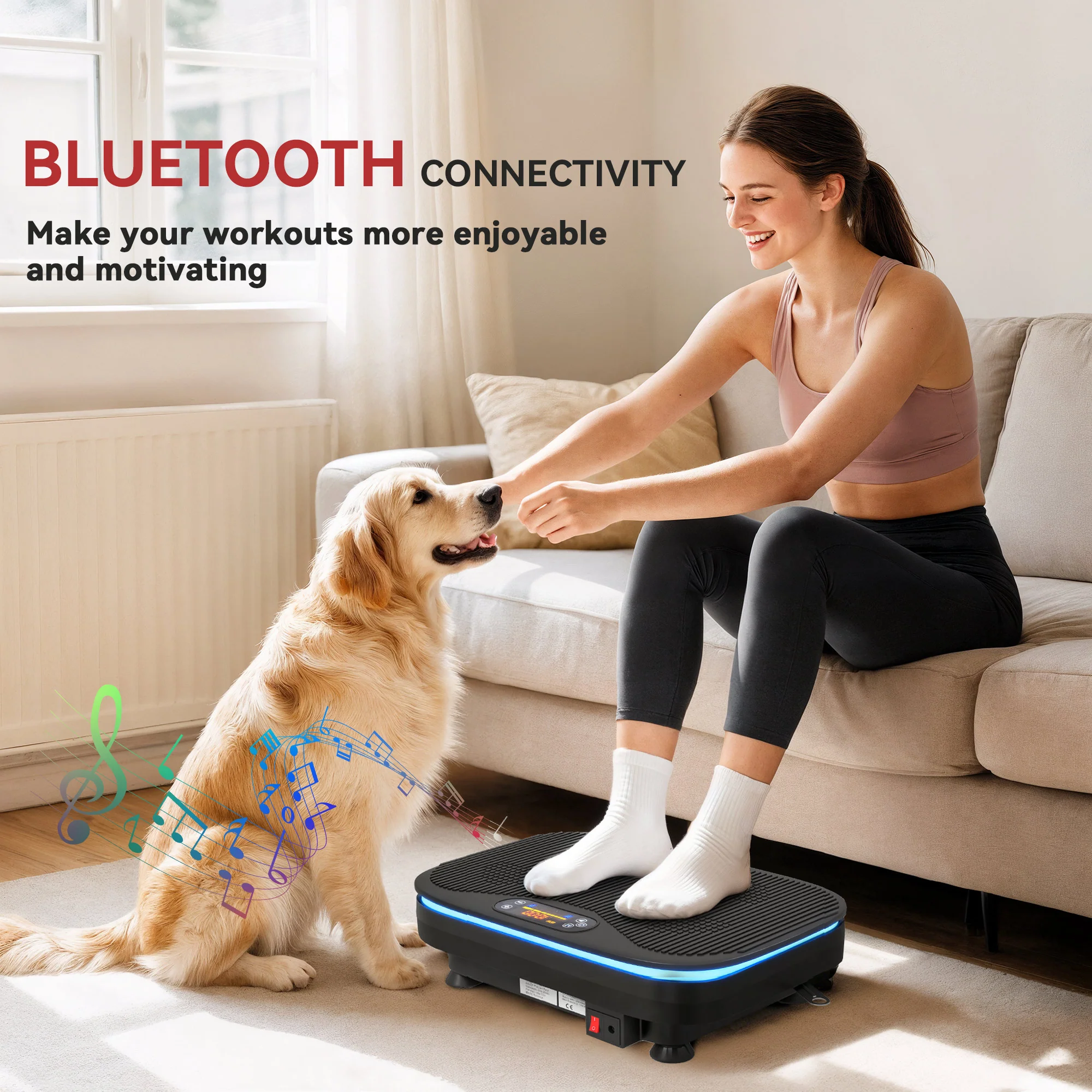 SPORTNOW Vibration Plate Exercise Machine with Cool Lights and Bluetooth - Image 4