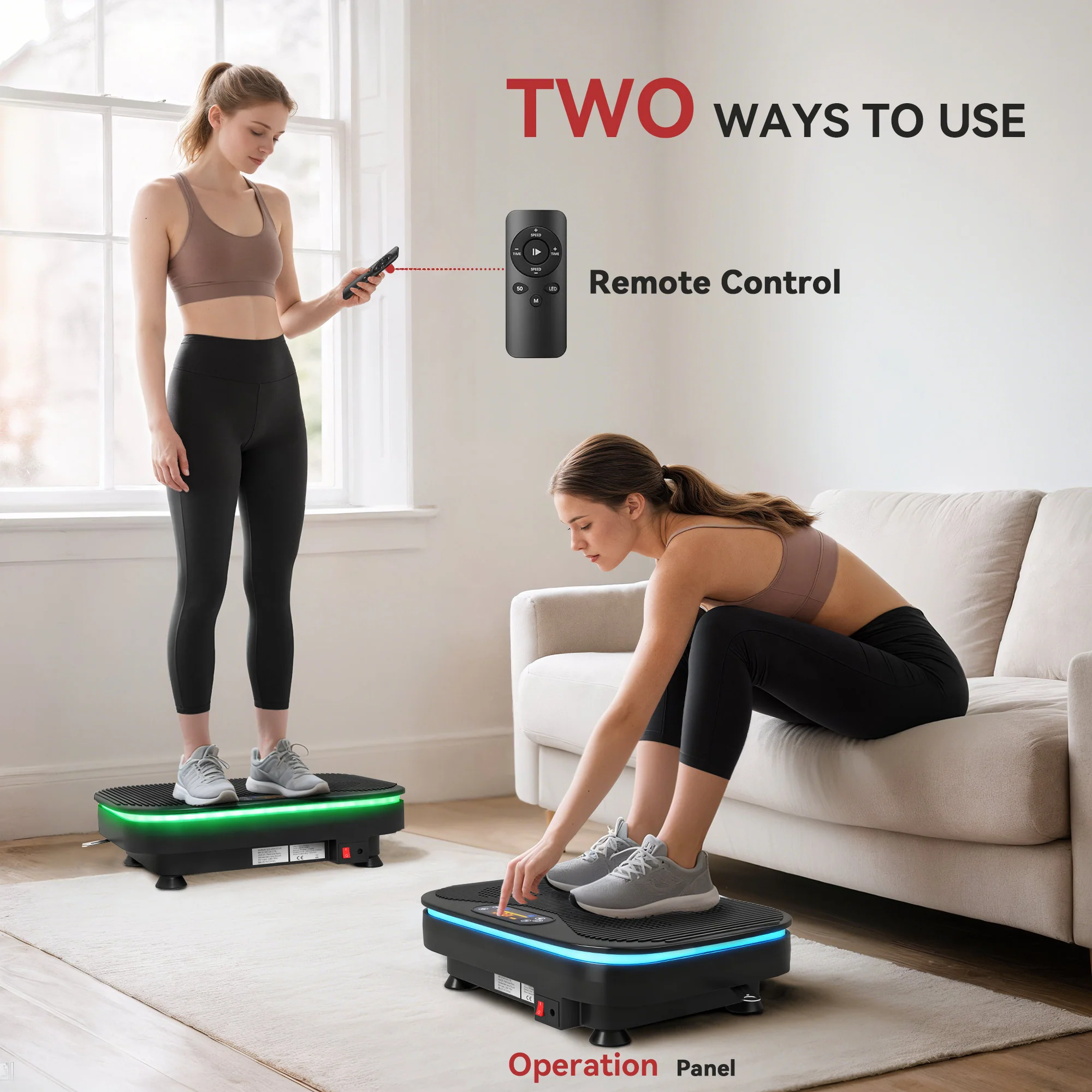 SPORTNOW Vibration Plate Exercise Machine with Cool Lights and Bluetooth - Image 6
