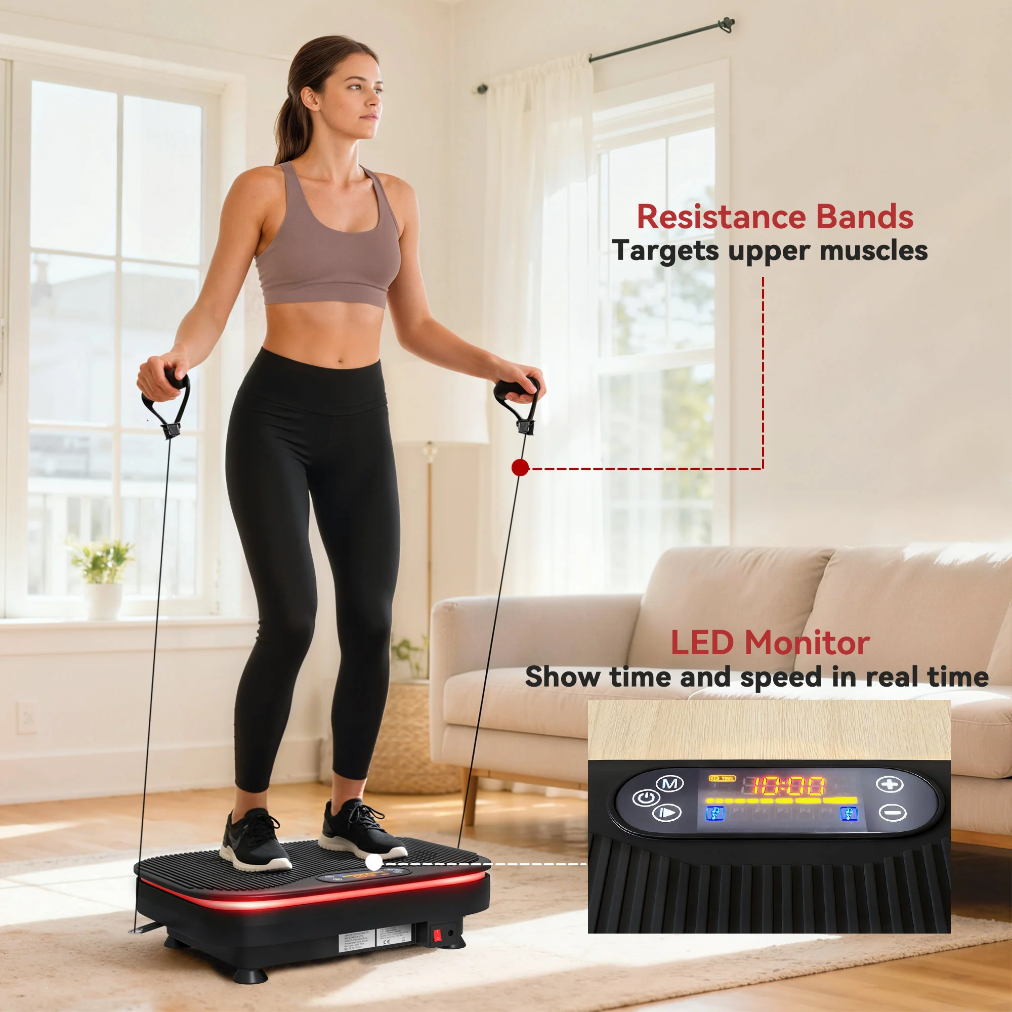 SPORTNOW Vibration Plate Exercise Machine with Cool Lights and Bluetooth - Image 7