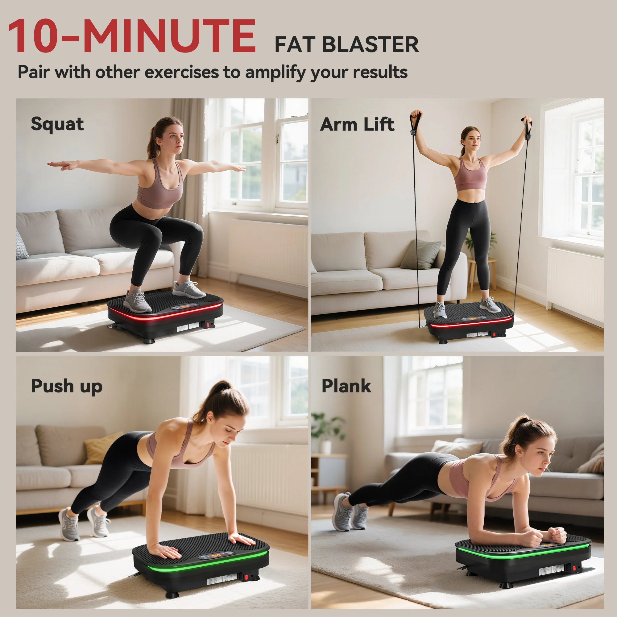 SPORTNOW Vibration Plate Exercise Machine with Cool Lights and Bluetooth - Image 9