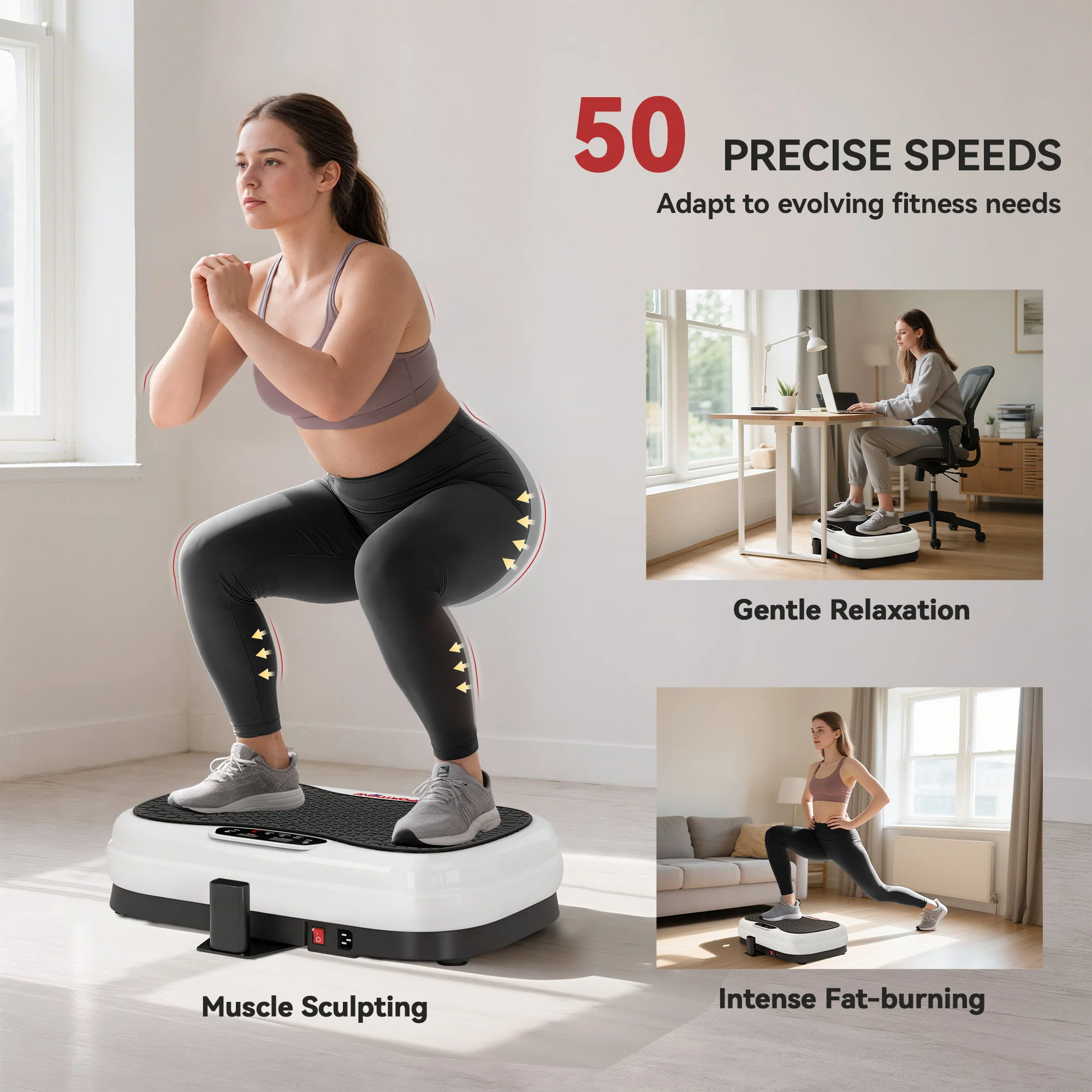 SPORTNOW Vibration Plate with Adjustable Handle, Auto or Manual Speeds - Image 3