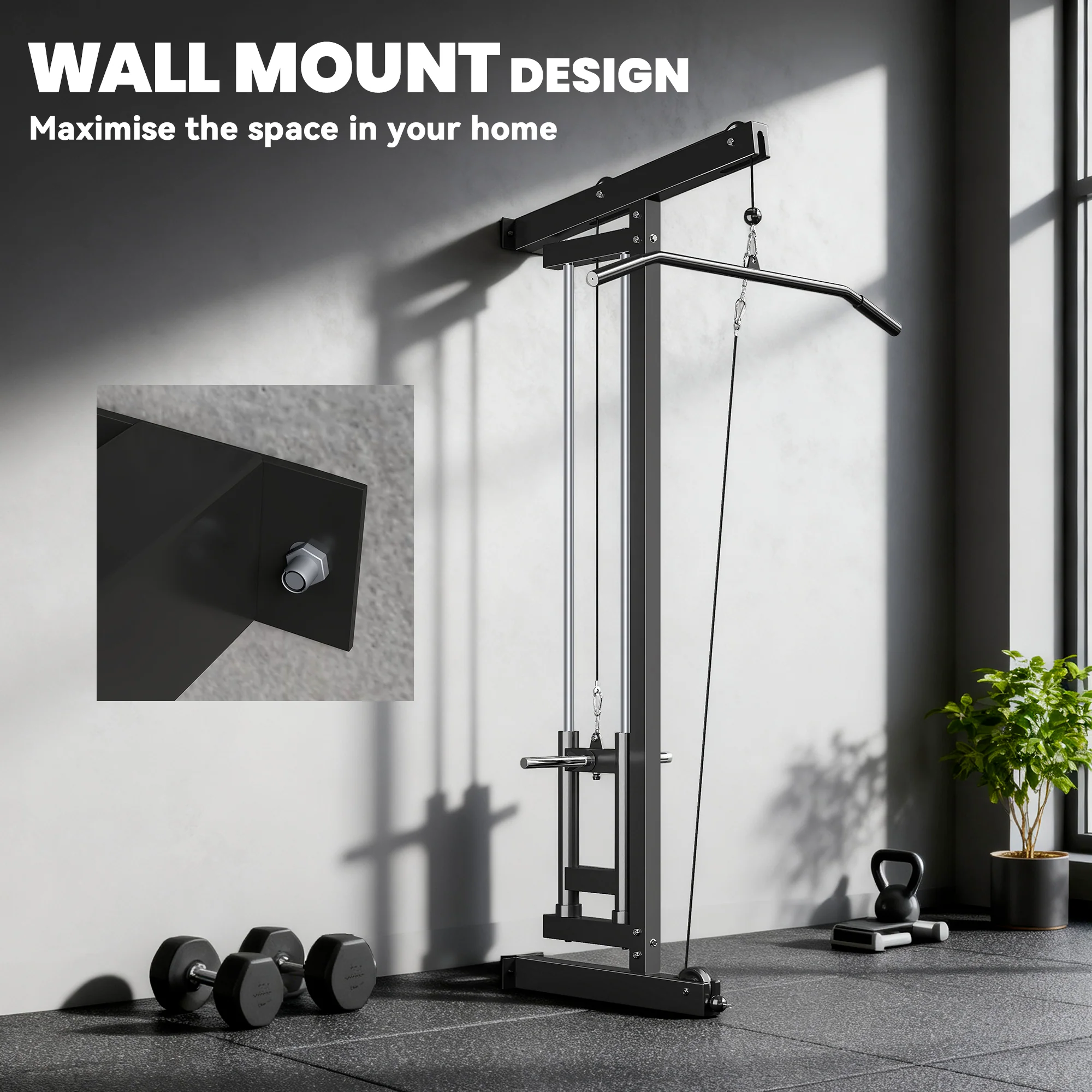 SPORTNOW Wall Mounted Crossover Cable Machine Lat Pull Down Machine - Image 4